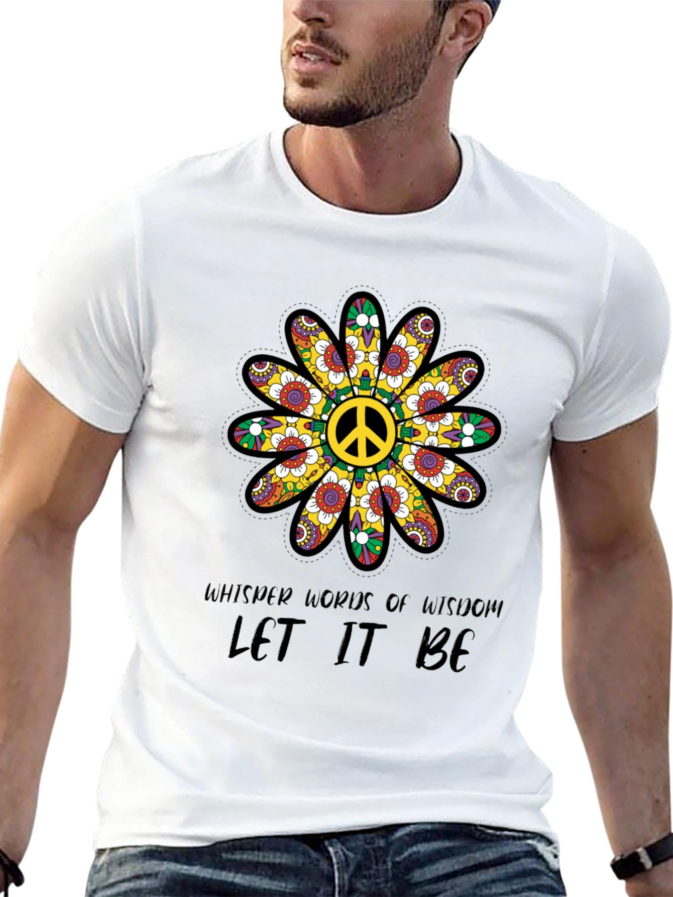 Peace Sign Flower T-Shirt - Let It Be