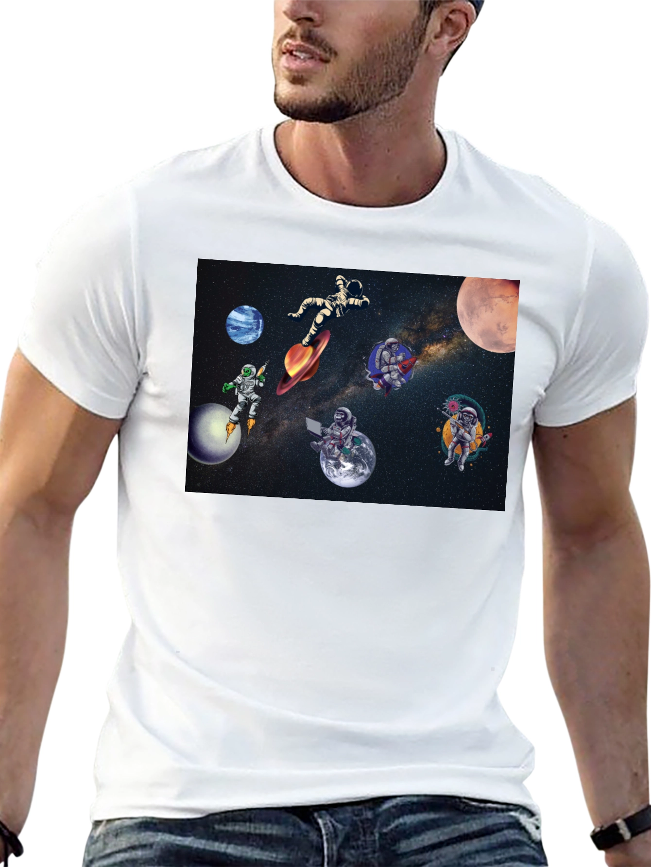 Astronaut Galaxy Black T-Shirt