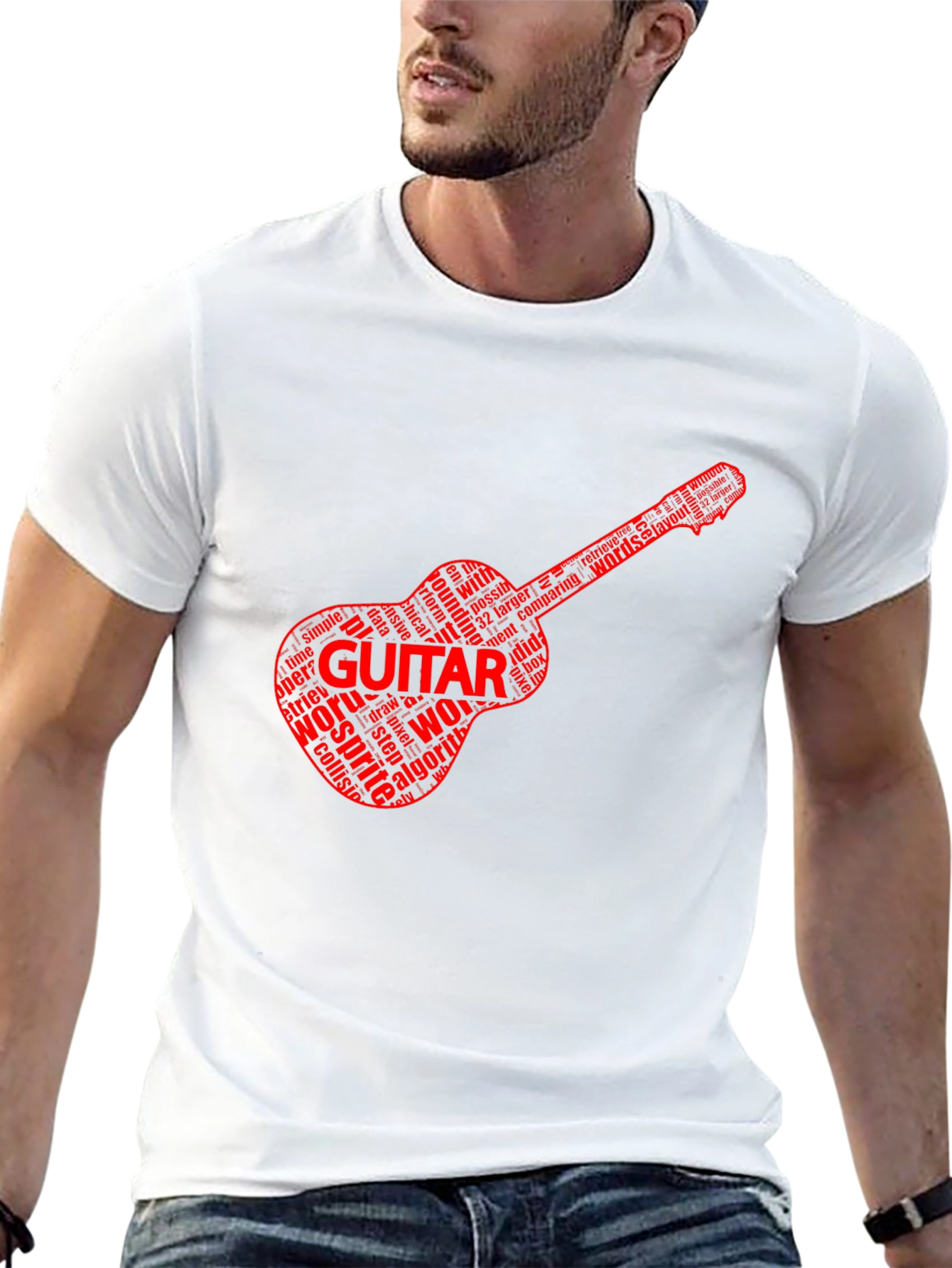 Guitar Word Art Black T-Shirt