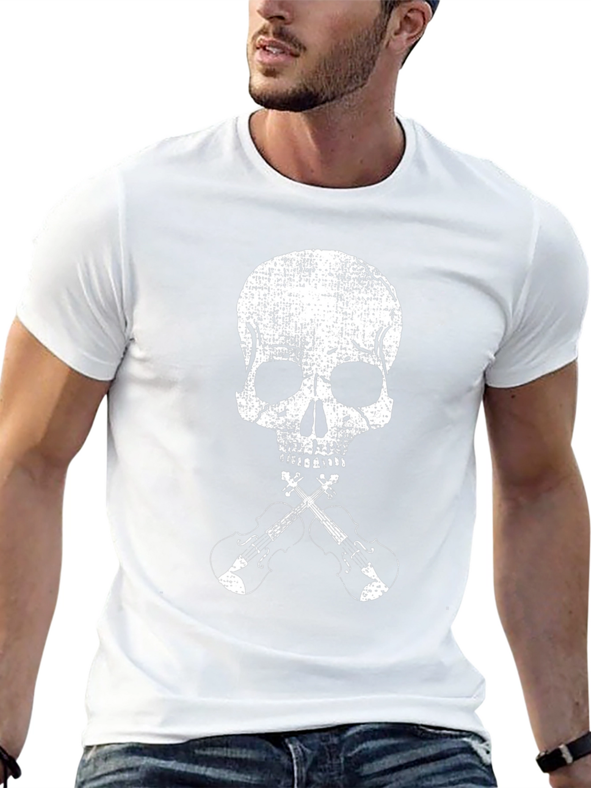 Skull & Crossed Violins Graphic Tee