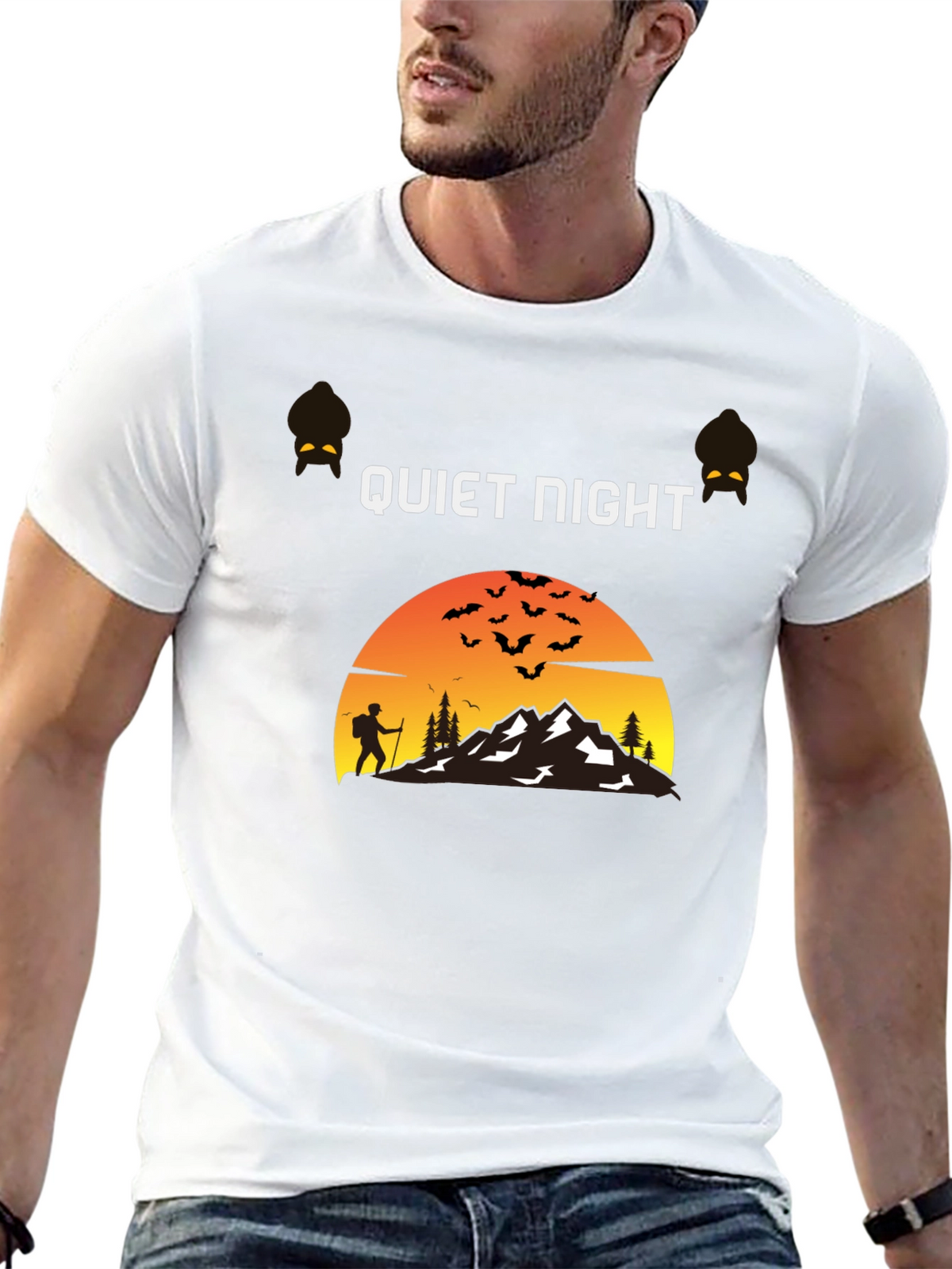 Quiet Night Hiker Mountain Graphic Tee