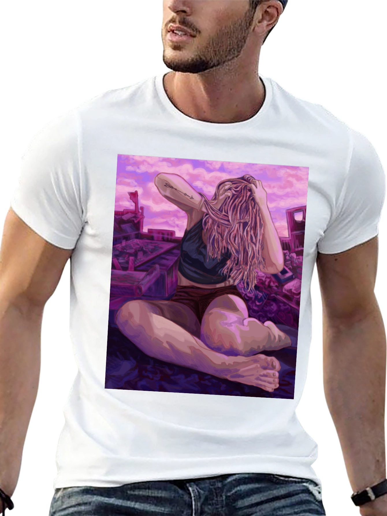Artistic Woman on Ruins Graphic Tee - Unisex