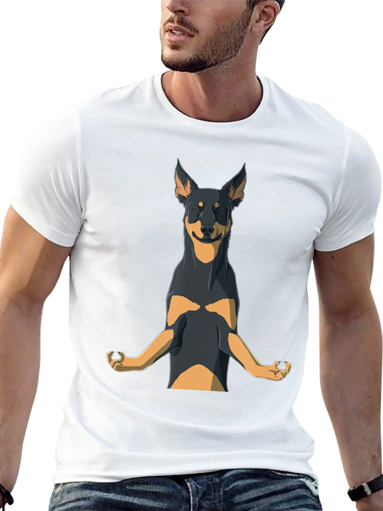 Zen Dog Meditation T-Shirt - Relaxed Canine Design