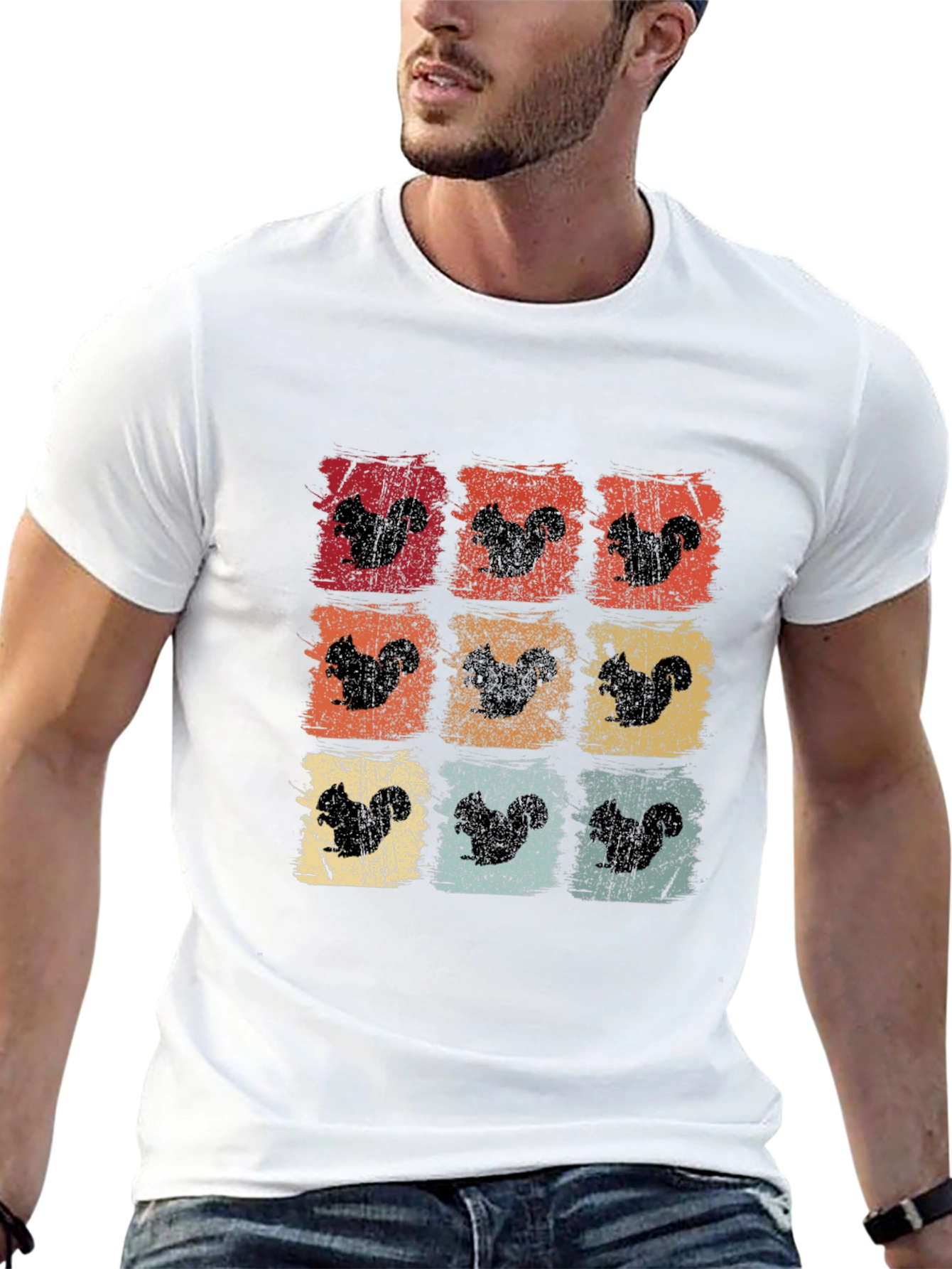 Squirrel Silhouette Retro Graphic T-Shirt