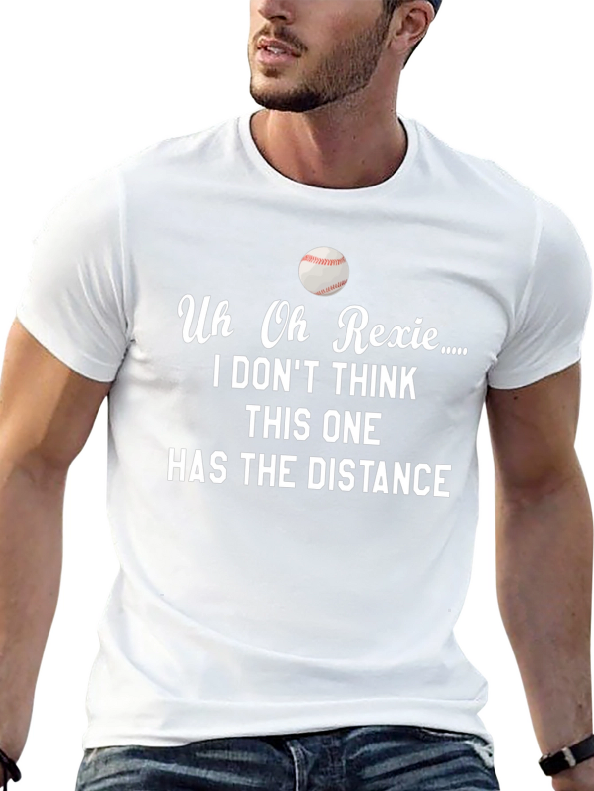 Funny Baseball T-Shirt - Uh Oh Rexie Distance Tee