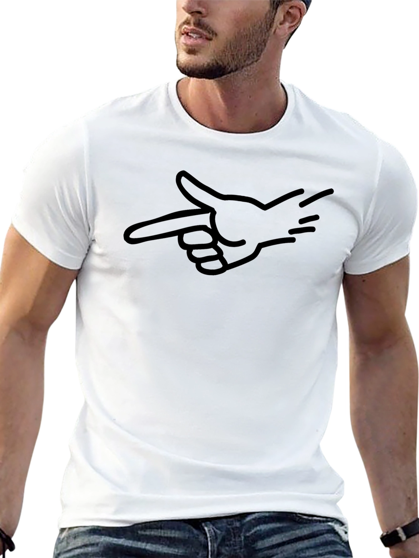 Pointing Hand Graphic Tee - Cool Black T-Shirt