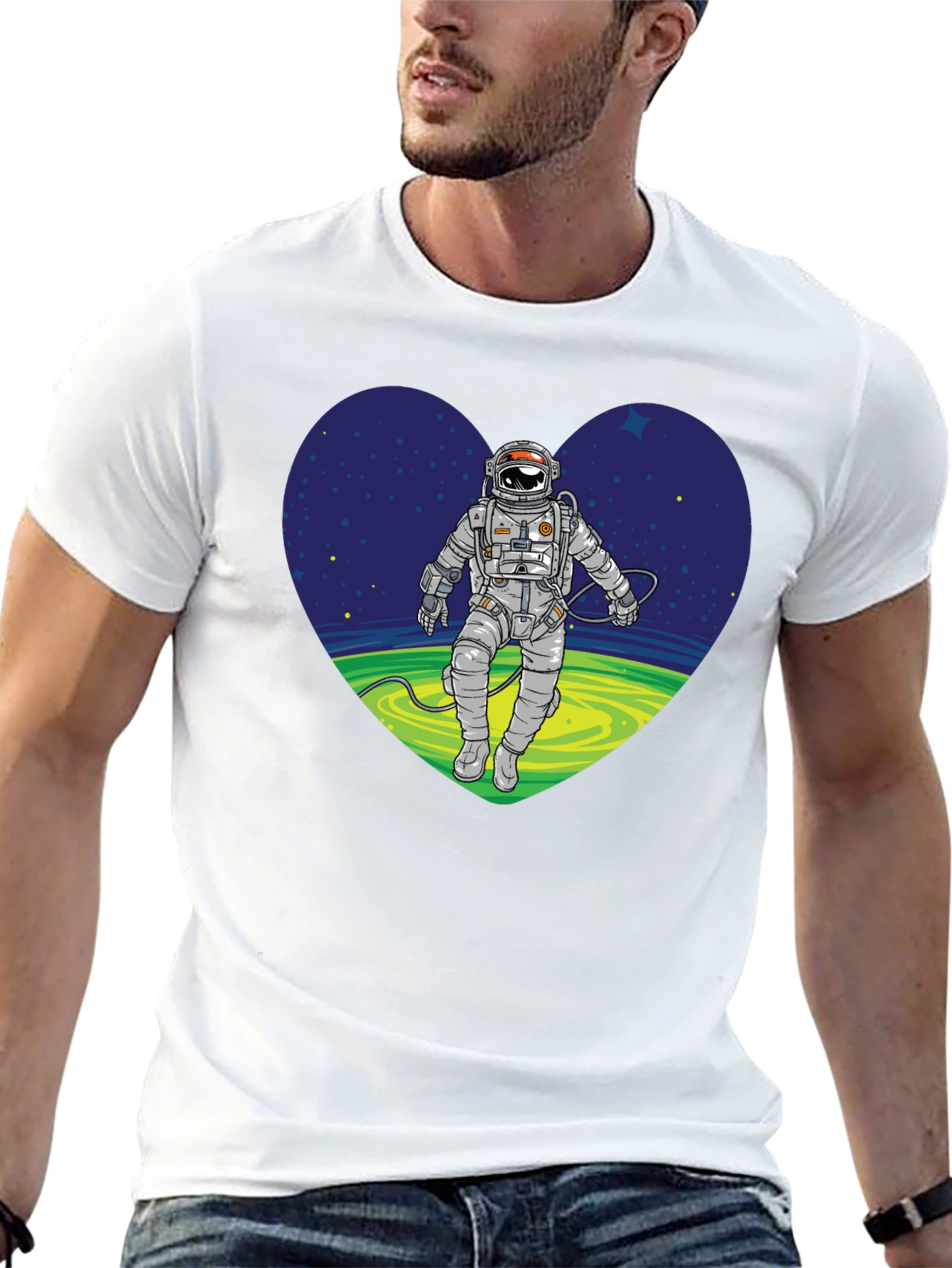 Astronaut in Space Heart Graphic Tee