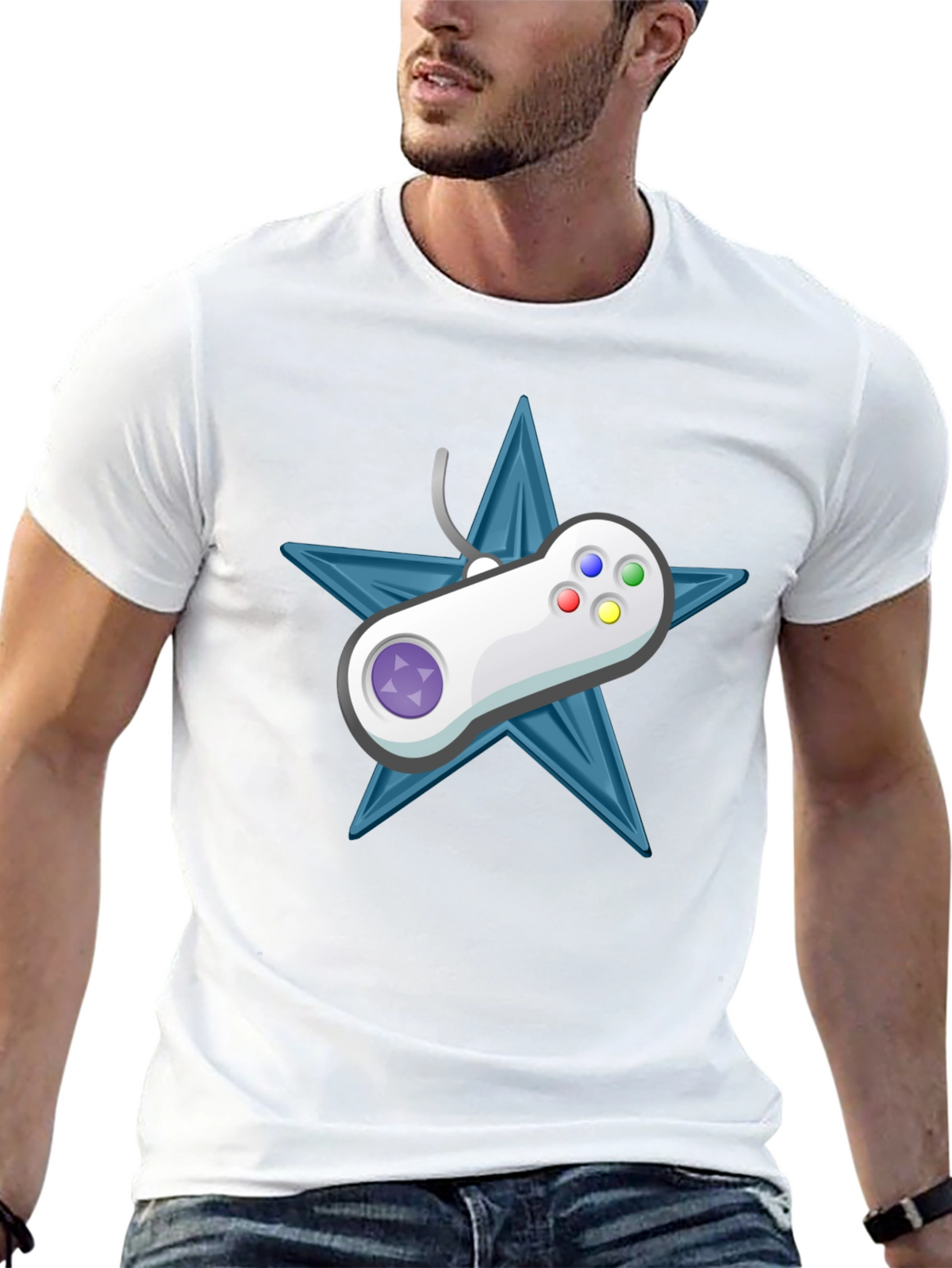Retro Gamer Tee: Starry Controller Design