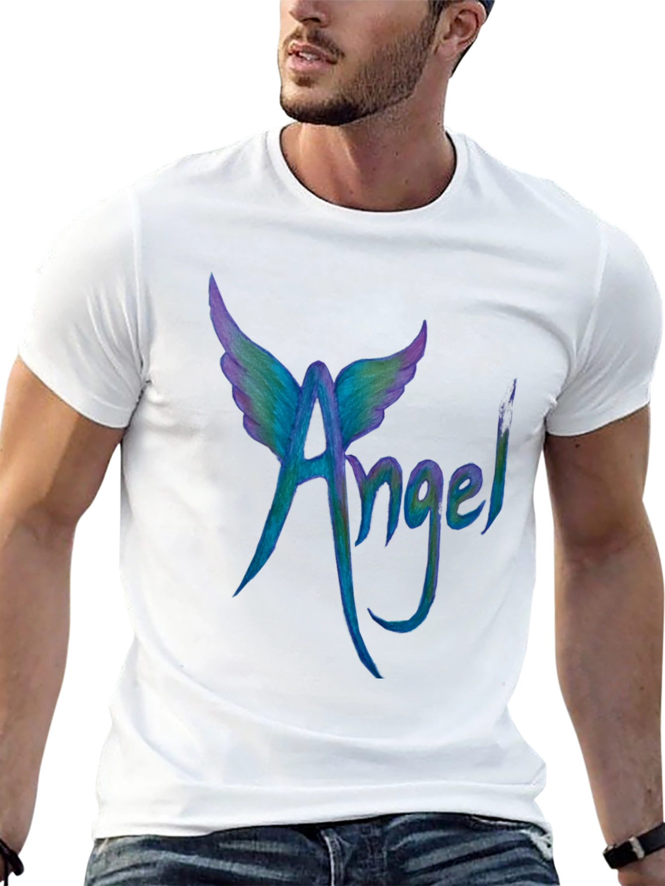 Angel Wings Graphic Tee - Cool Mens Black T-Shirt