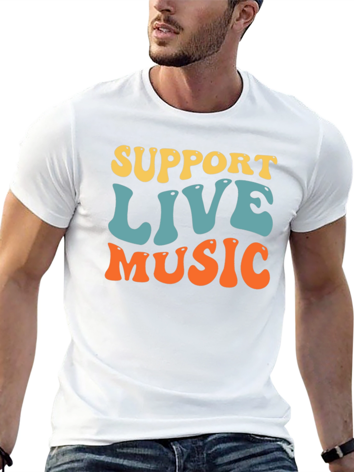 Support Live Music Graphic Tee - Retro Style