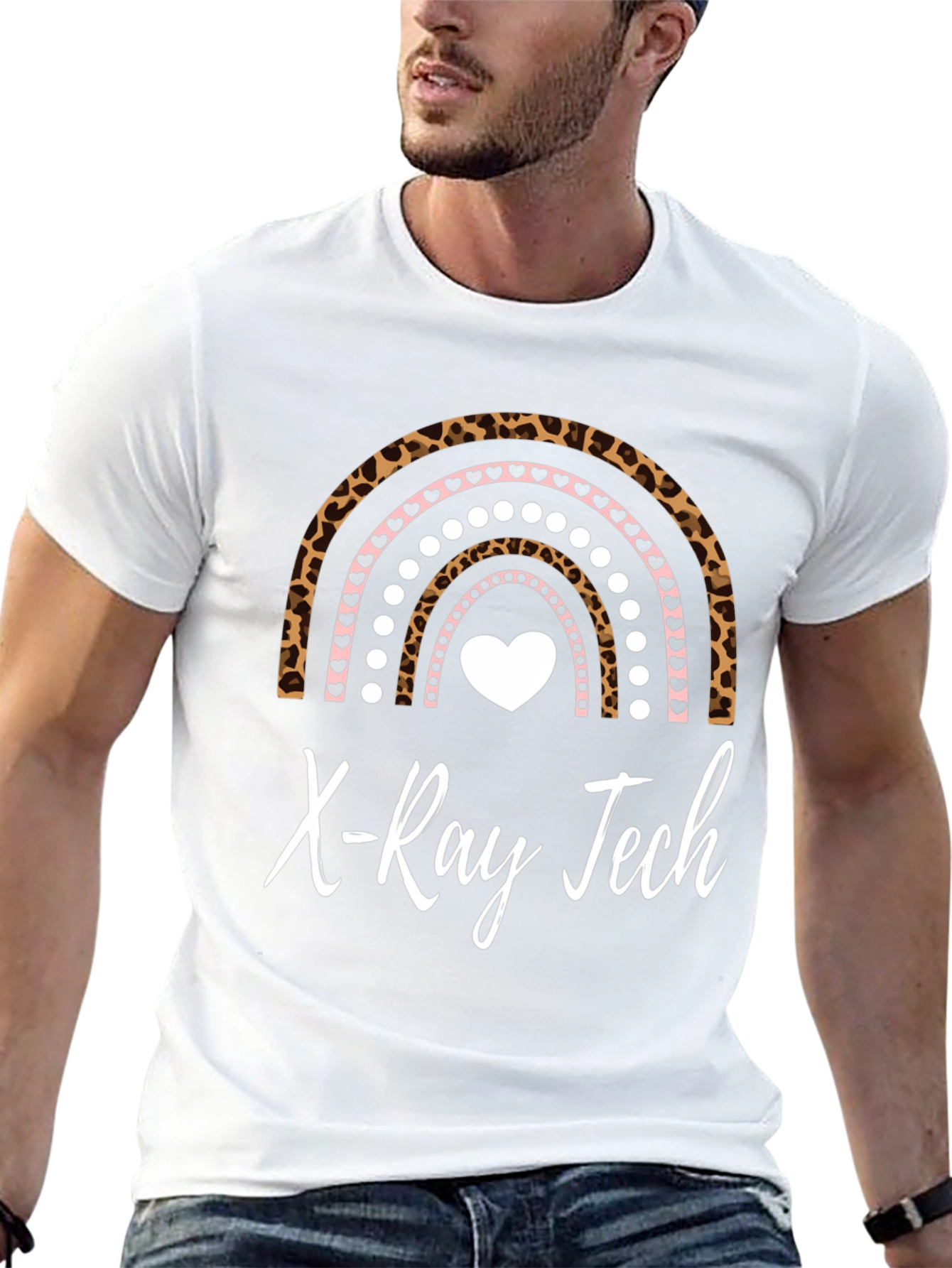 X-Ray Tech Rainbow Leopard Heart T-Shirt