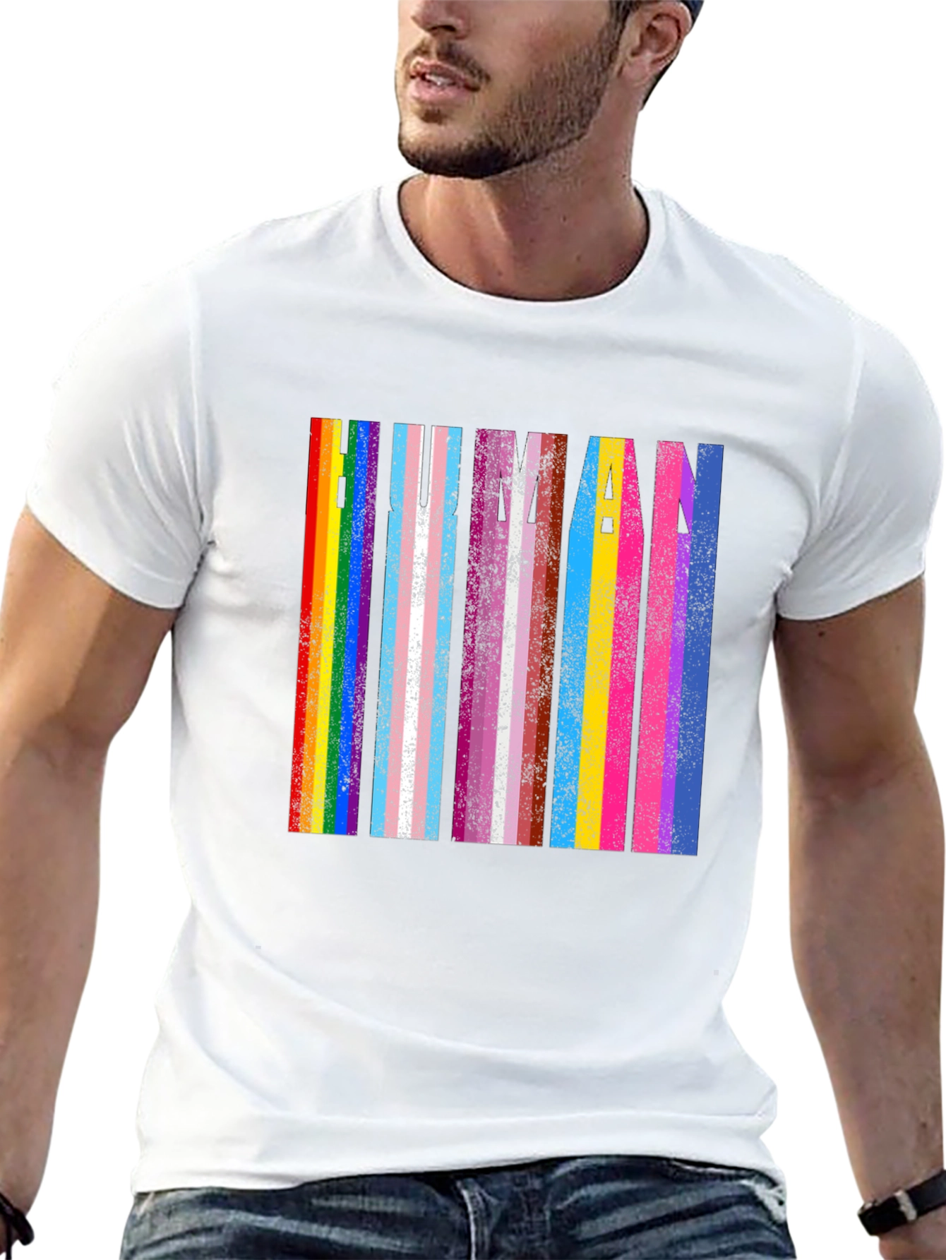 Human Pride T-Shirt: Rainbow & Transgender Flag