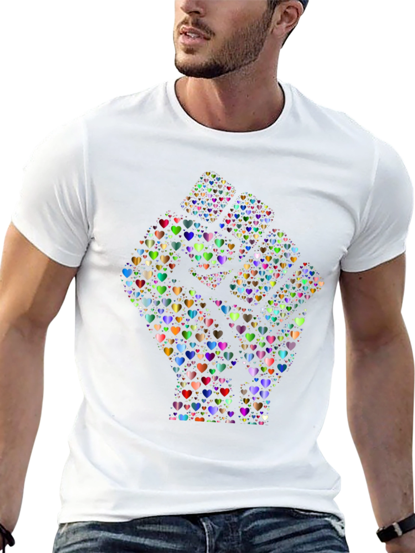 Heart Fist Black T-Shirt - Love & Unity Design