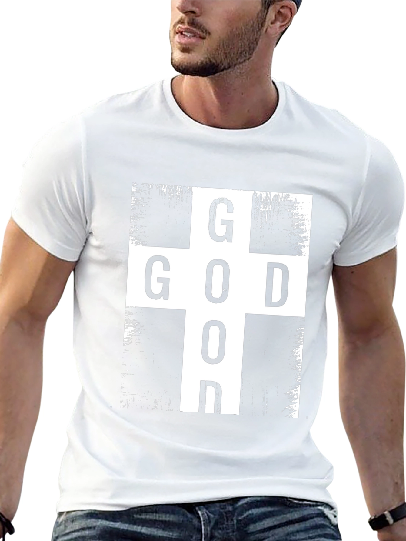 God Cross Graphic Print Black T-Shirt