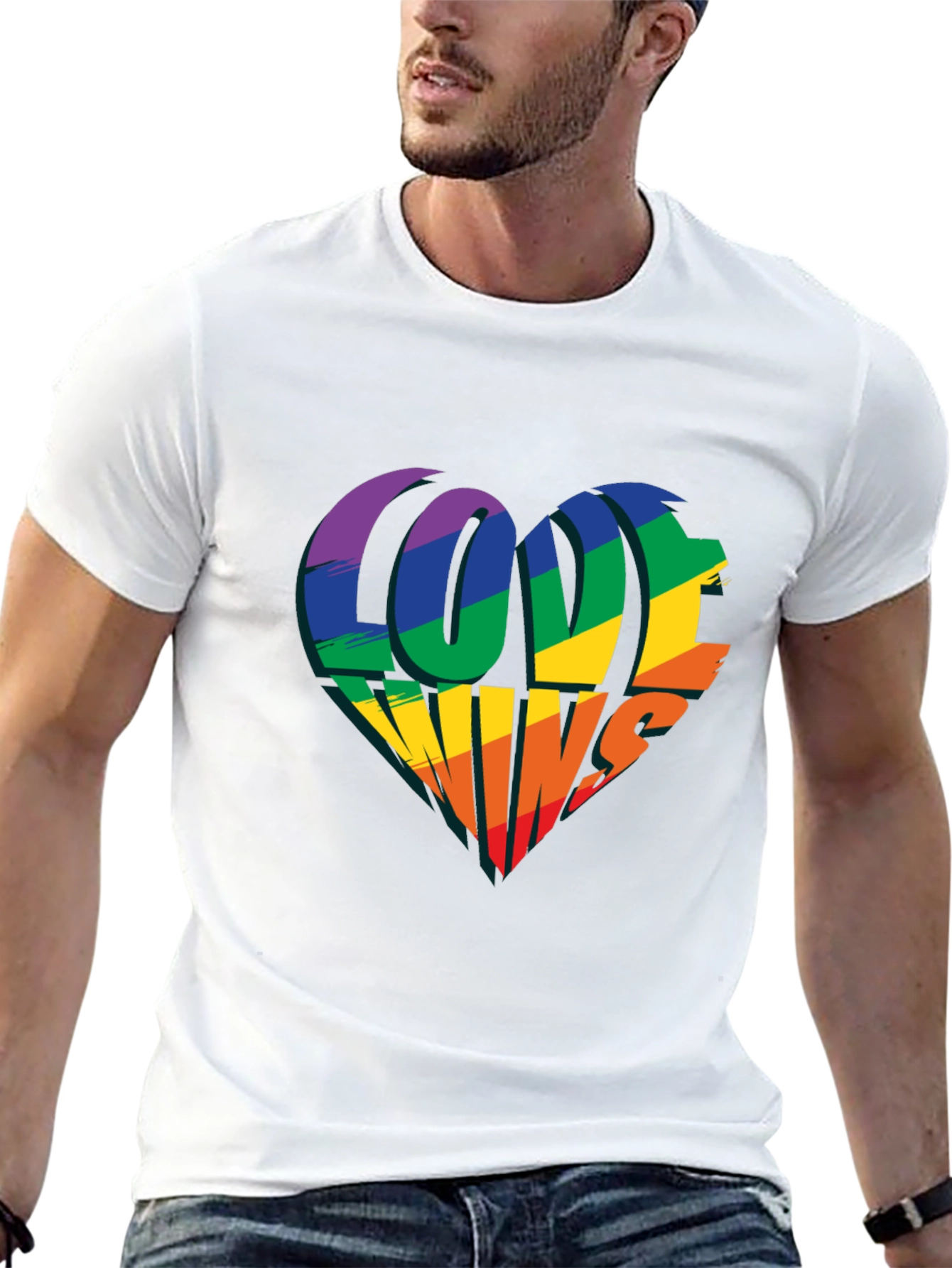 Love Wins Rainbow Heart T-Shirt - Pride Celebration