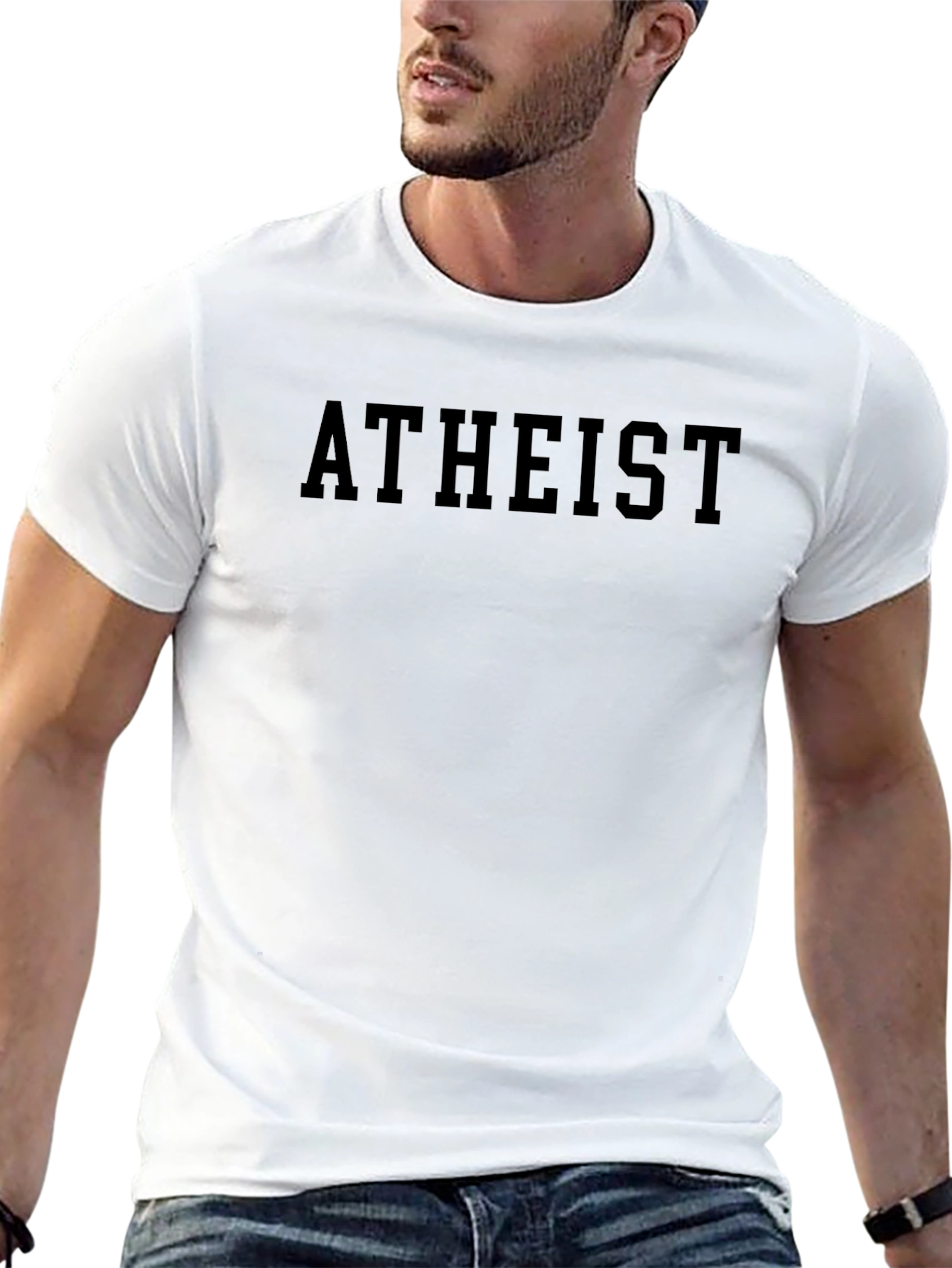 Atheist Graphic Print Crew Neck T-Shirt