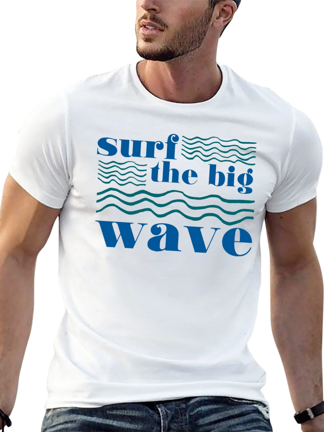 Surf the Big Wave Black T-Shirt - Graphic Tee