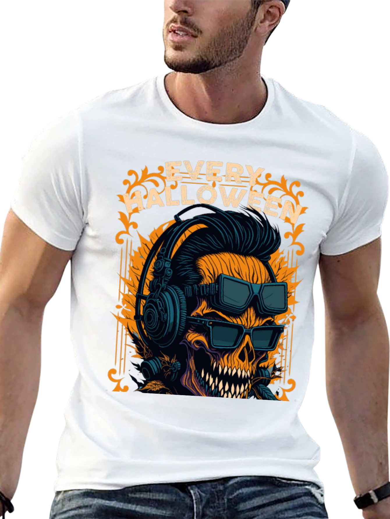 Halloween Skull Graphic Tee - Every Halloween