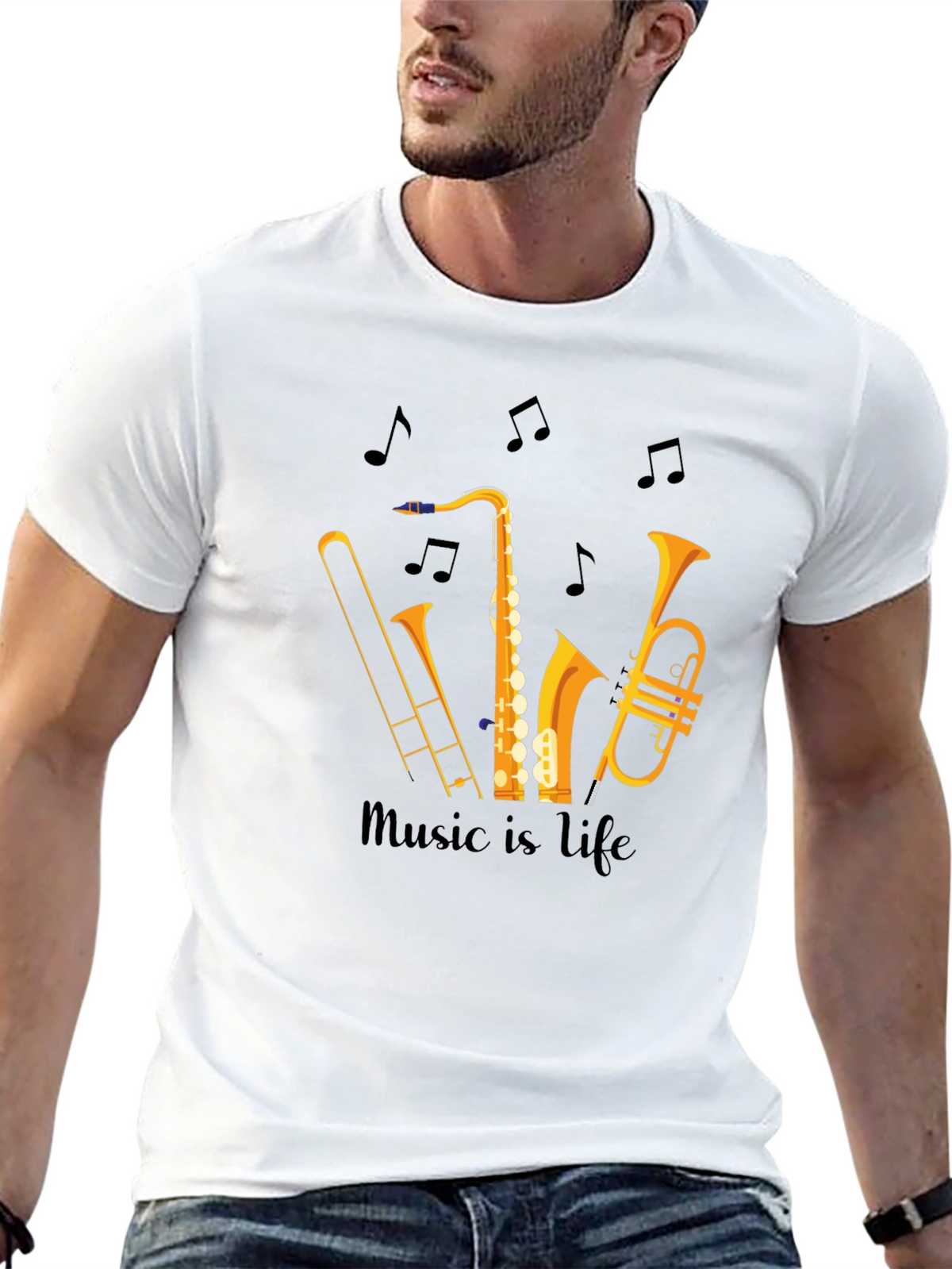 Music is Life Graphic Tee - Black Unisex T-Shirt