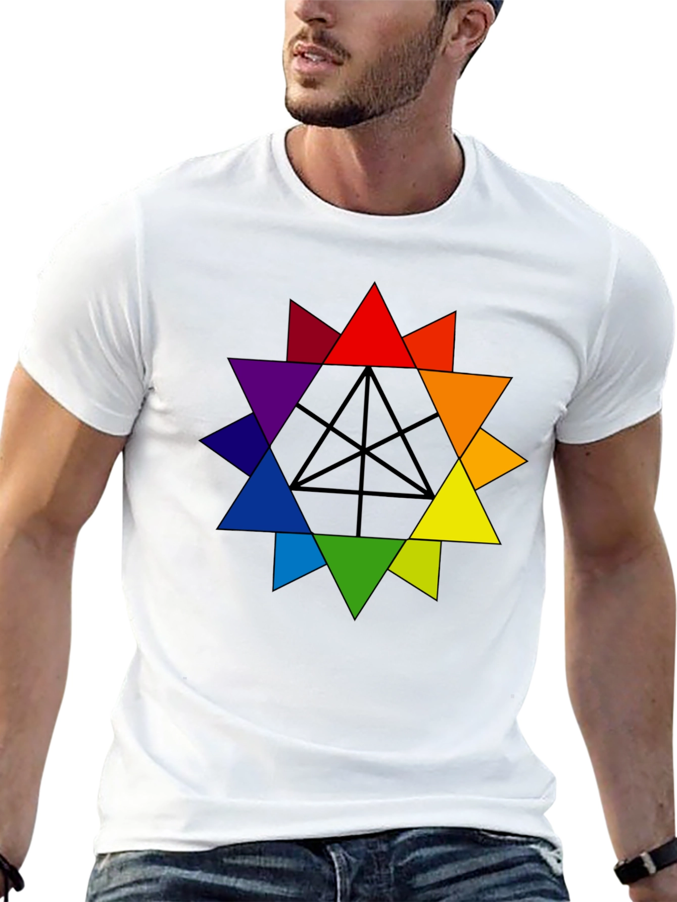 Rainbow Geometric Star T-Shirt