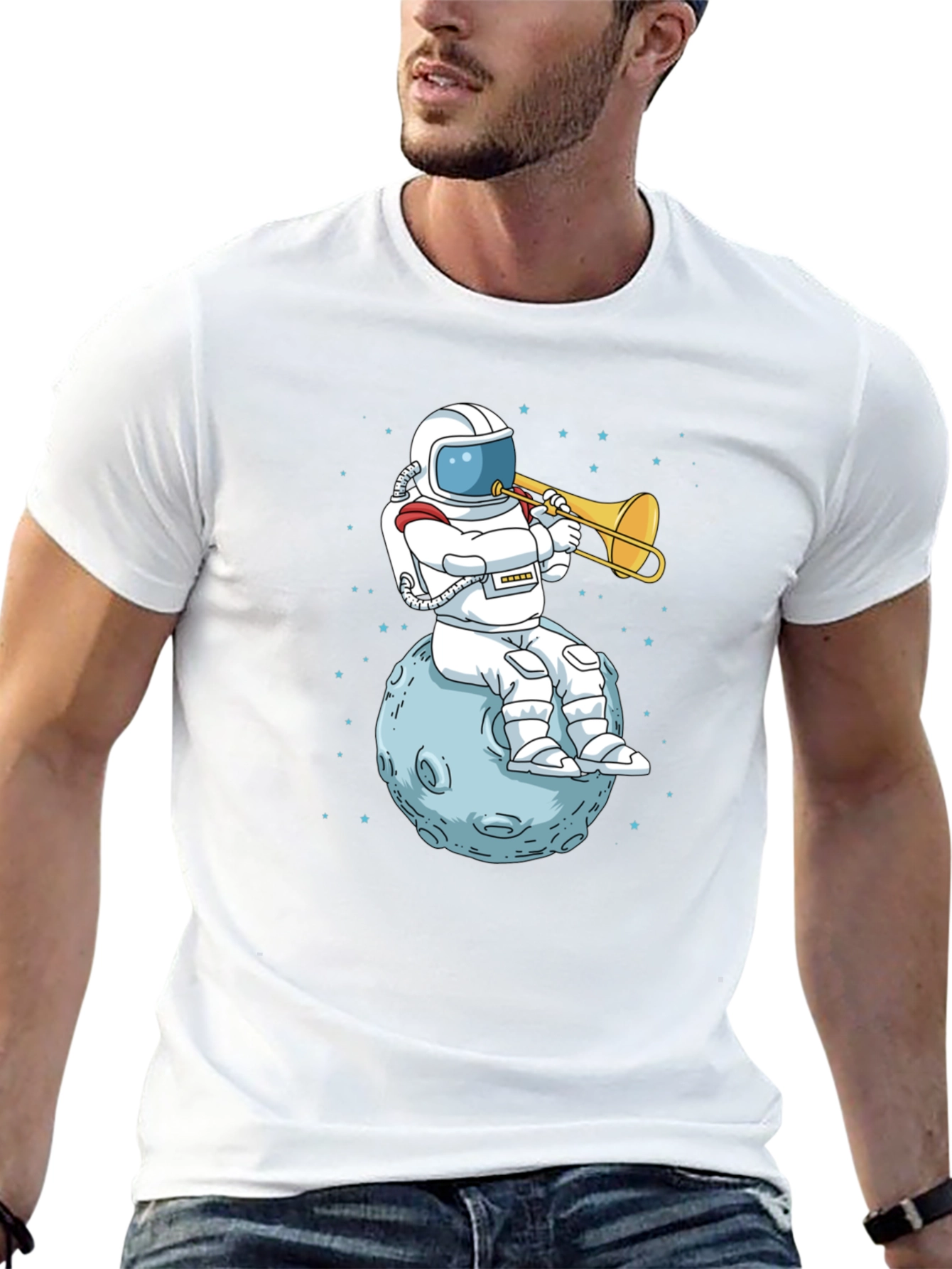 Astronaut Trombone Player Graphic T-Shirt