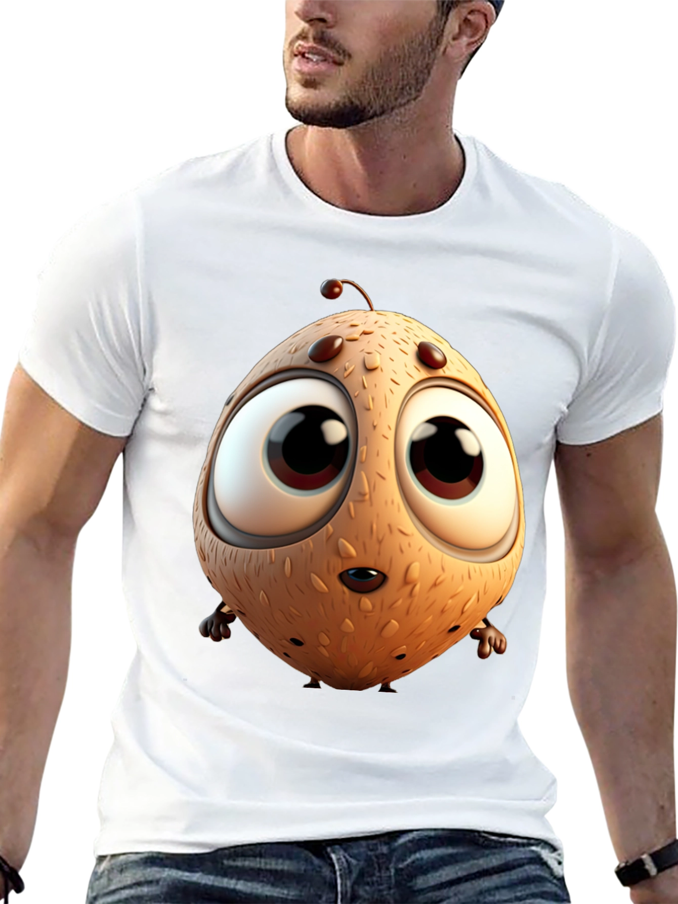 Cartoon Creature Graphic Tee - Black