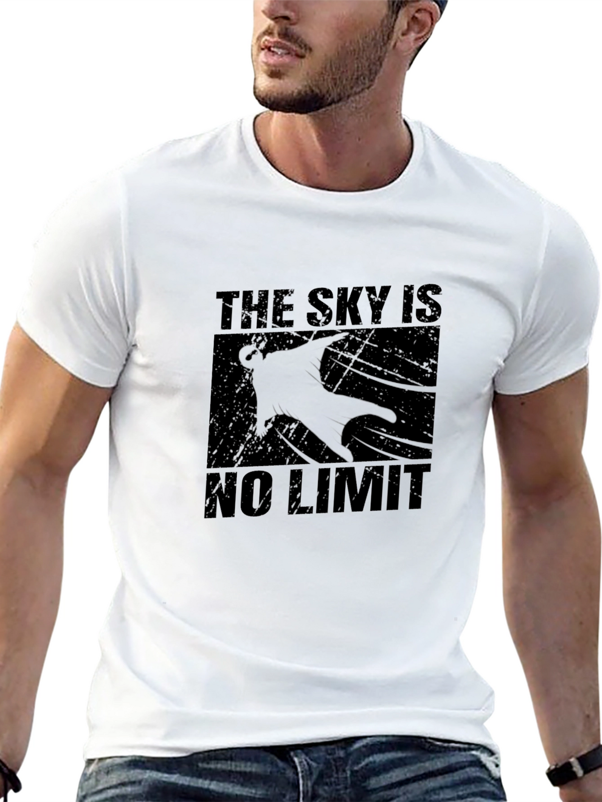 The Sky is No Limit Black Graphic T-Shirt