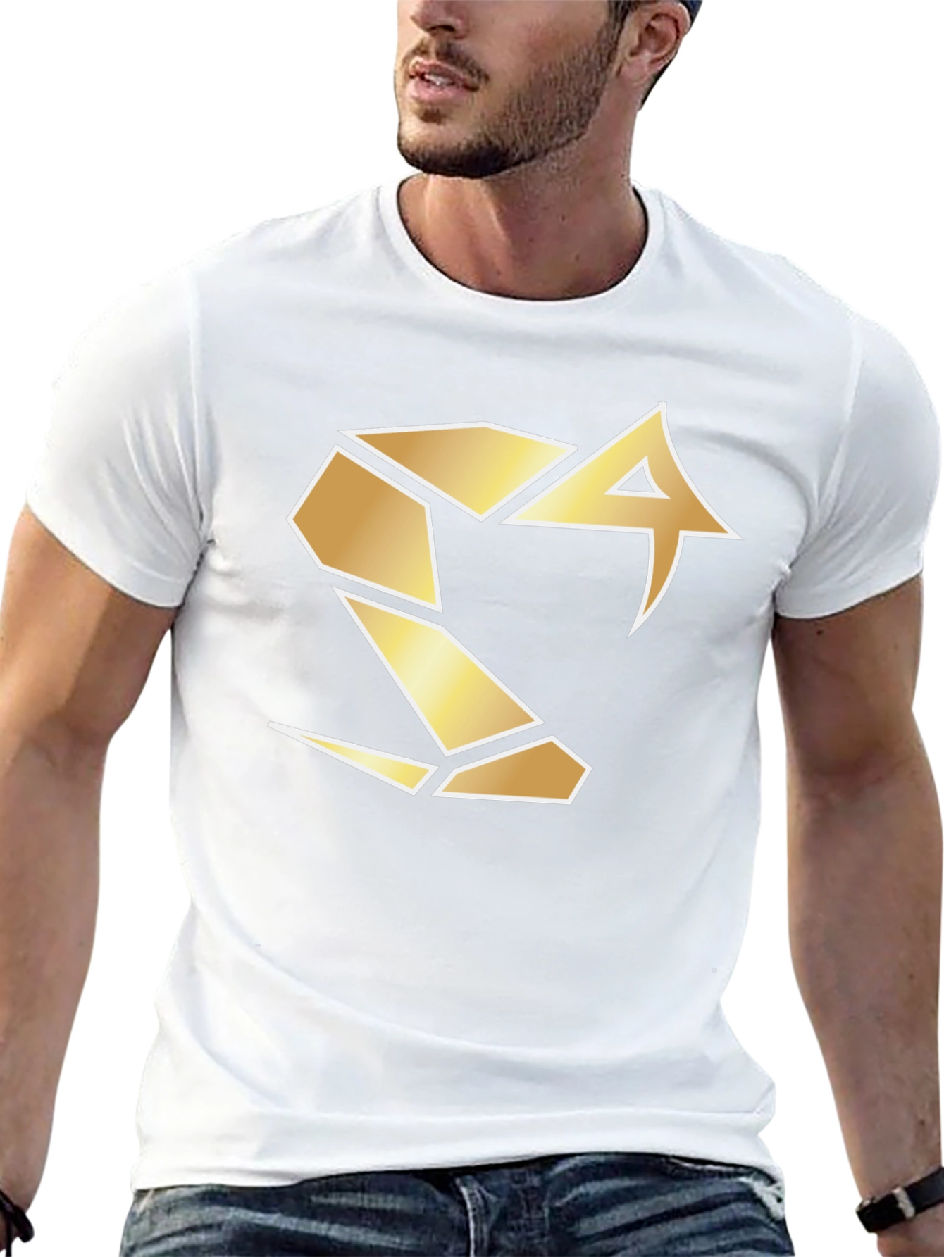 Bold Black Tee with Geometric Gold Logo