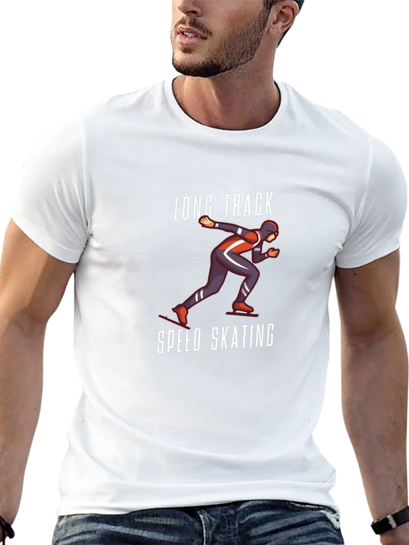 Long Track Speed Skating Black T-Shirt