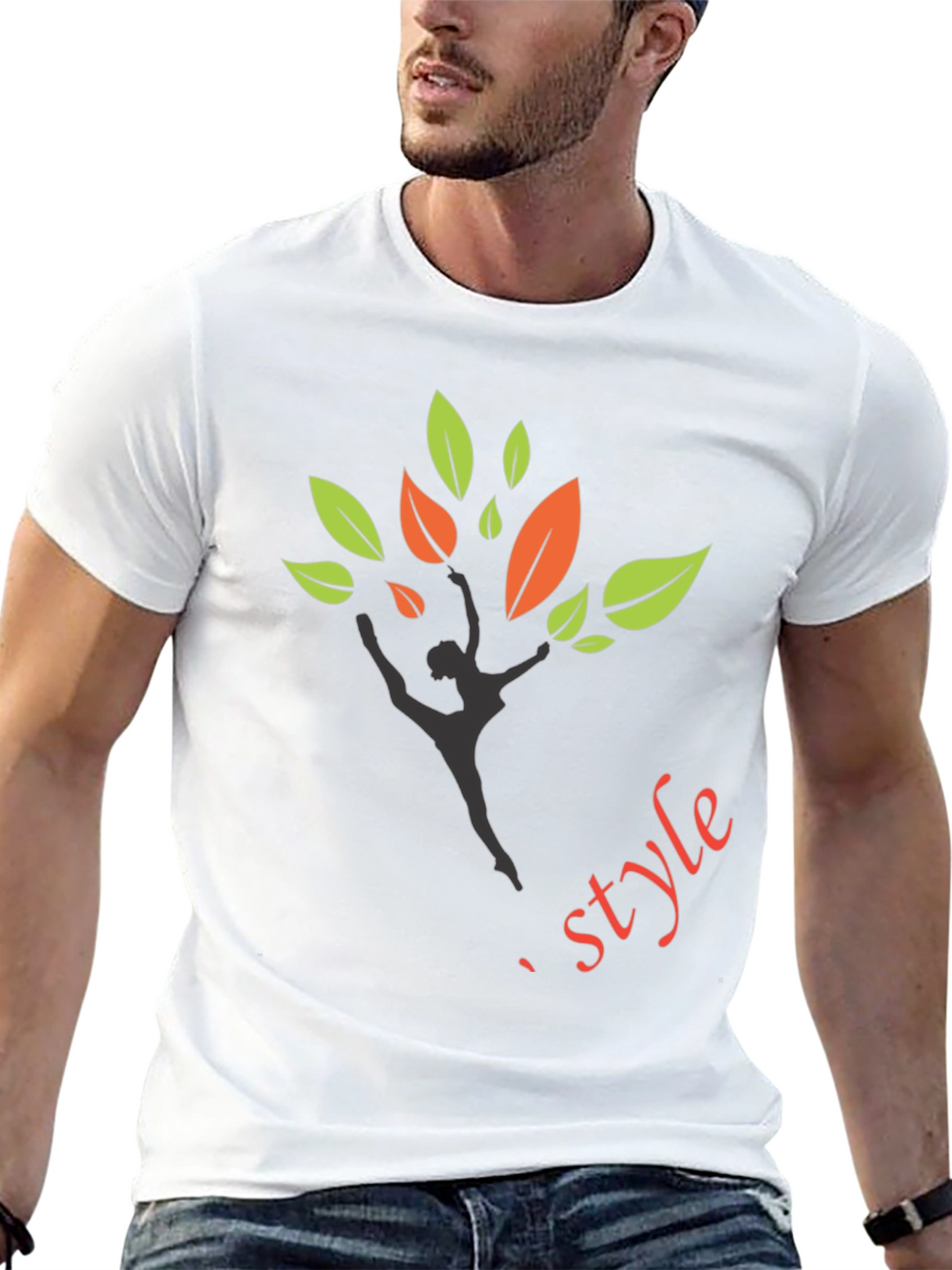 Stylish Black T-Shirt with Dancer Tree Design