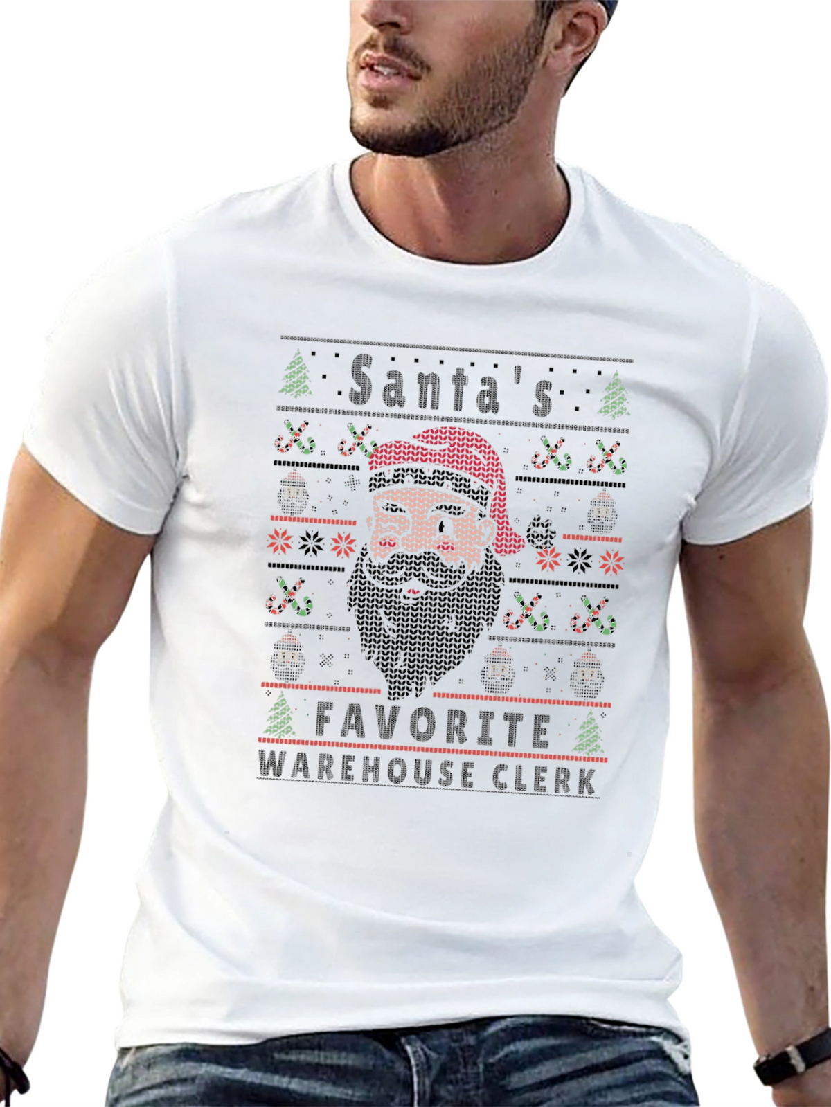 Santas Favorite Warehouse Clerk Ugly Christmas Sweater T-Shirt