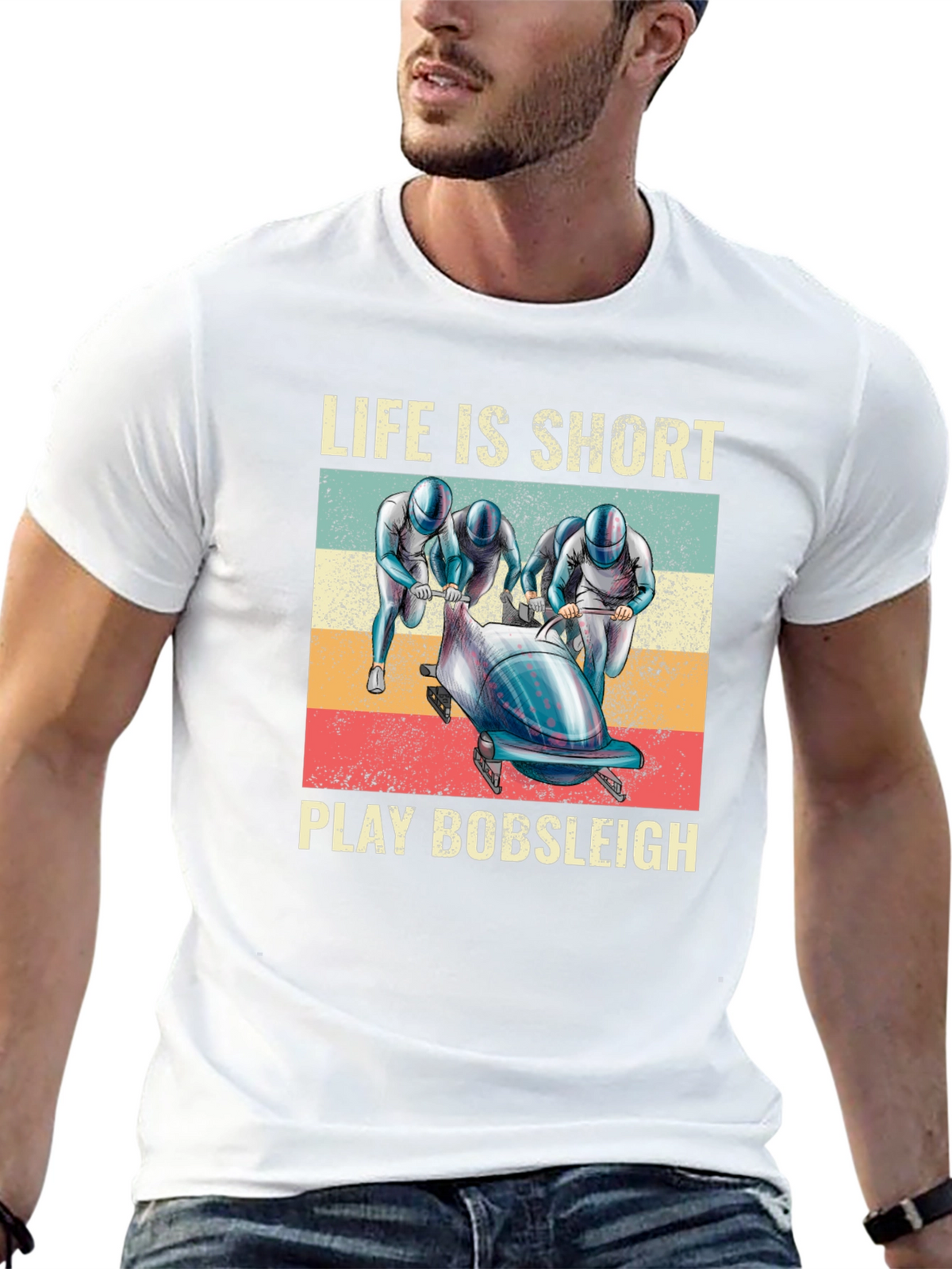 Life Is Short Play Bobsleigh Black T-Shirt