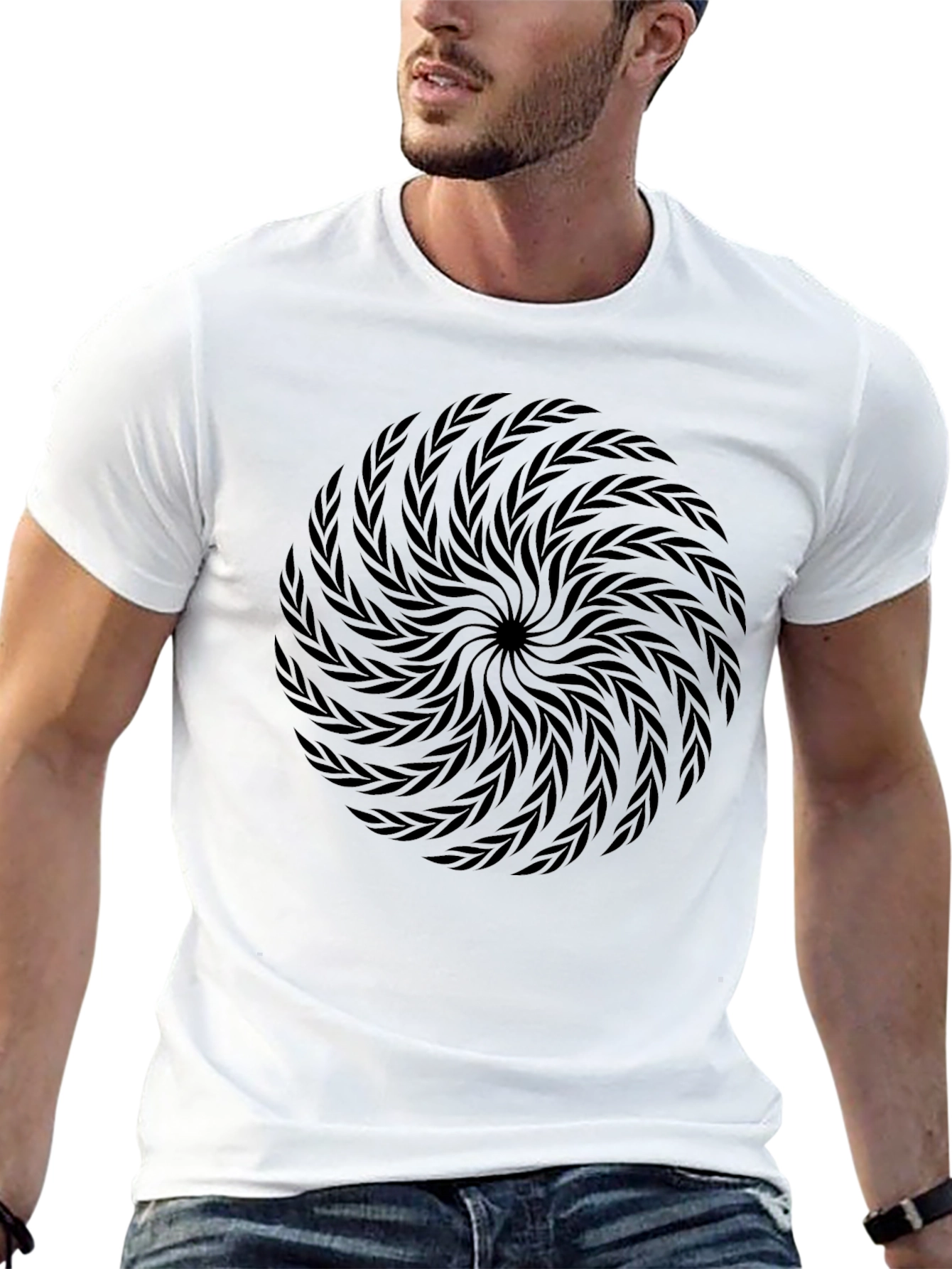 Abstract Swirl Graphic Black T-Shirt