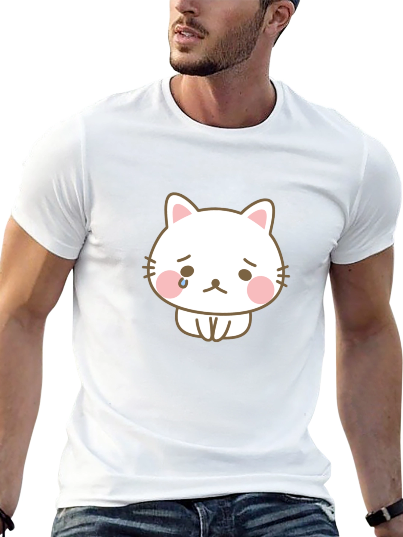 Sad Cat Graphic Tee - Unisex Black T-Shirt