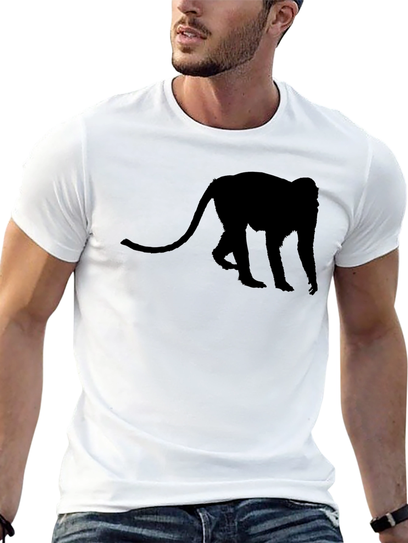 Monkey Silhouette Tee - Black Casual Comfort