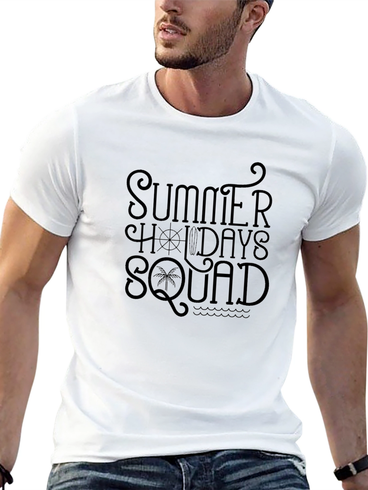 Summer Holiday Squad Black Graphic T-Shirt