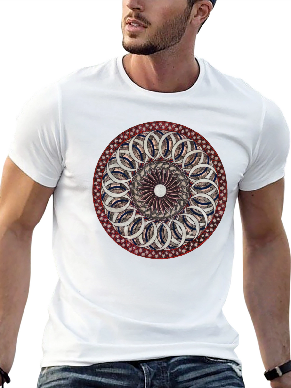 Geometric Mandala Graphic Black T-Shirt