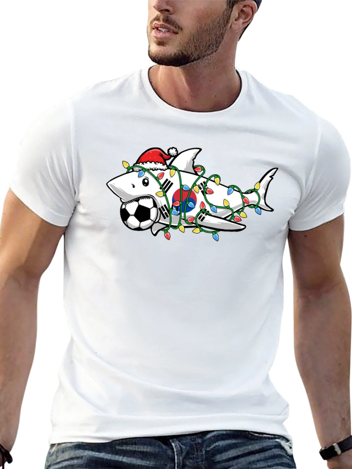 Festive Shark Soccer Tee