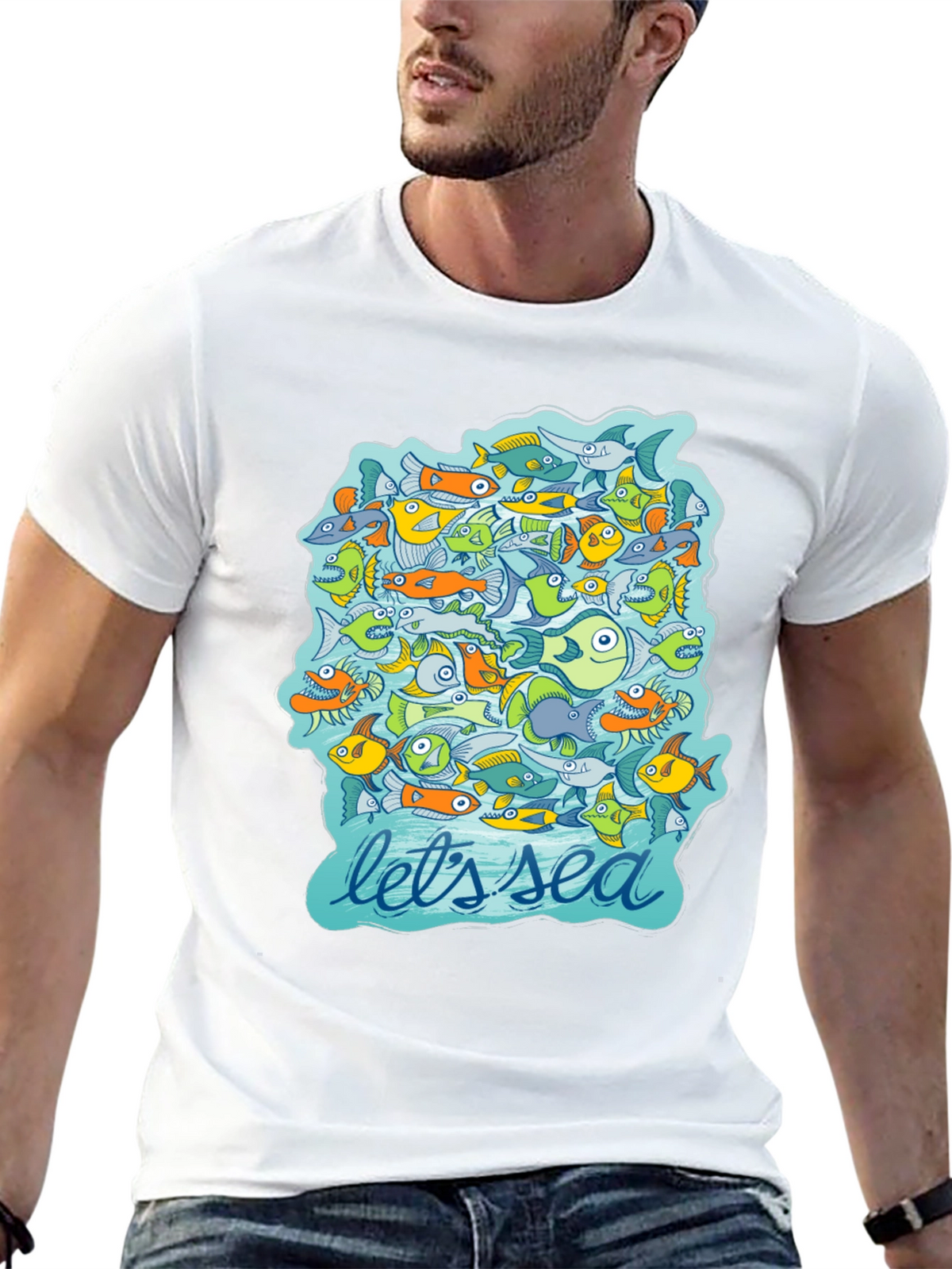 Lets Sea Graphic T-Shirt - Unique Fish Design