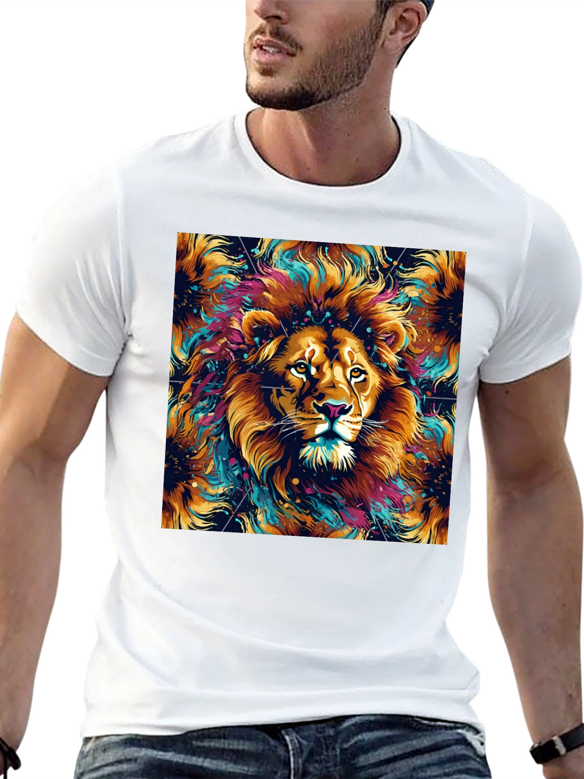 Lion Art Graphic Black T-Shirt