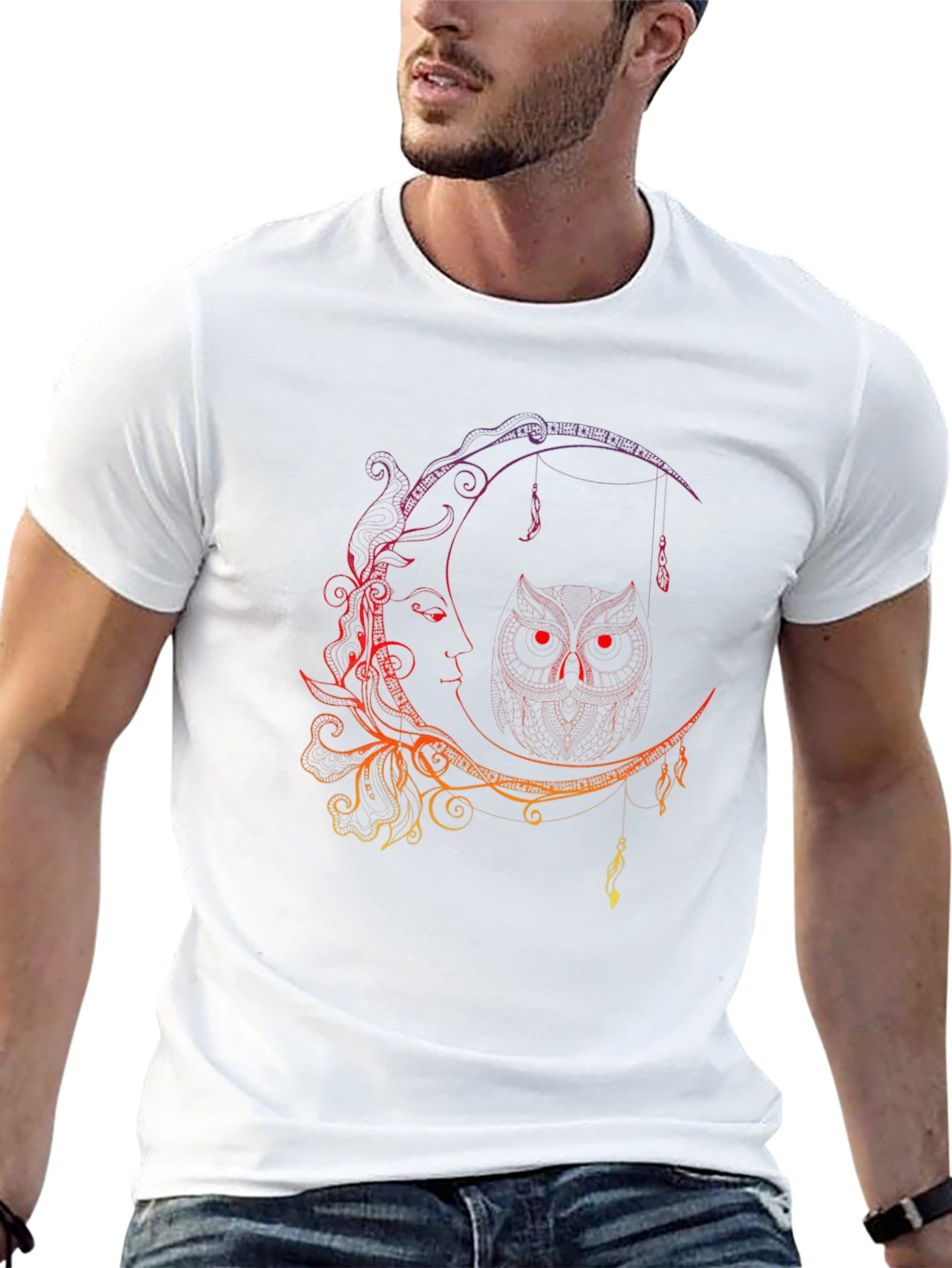 Moon Owl Graphic Black T-Shirt