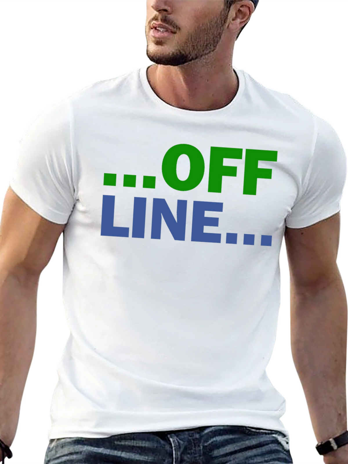 Offline Mode Graphic T-Shirt - Black Casual Tee