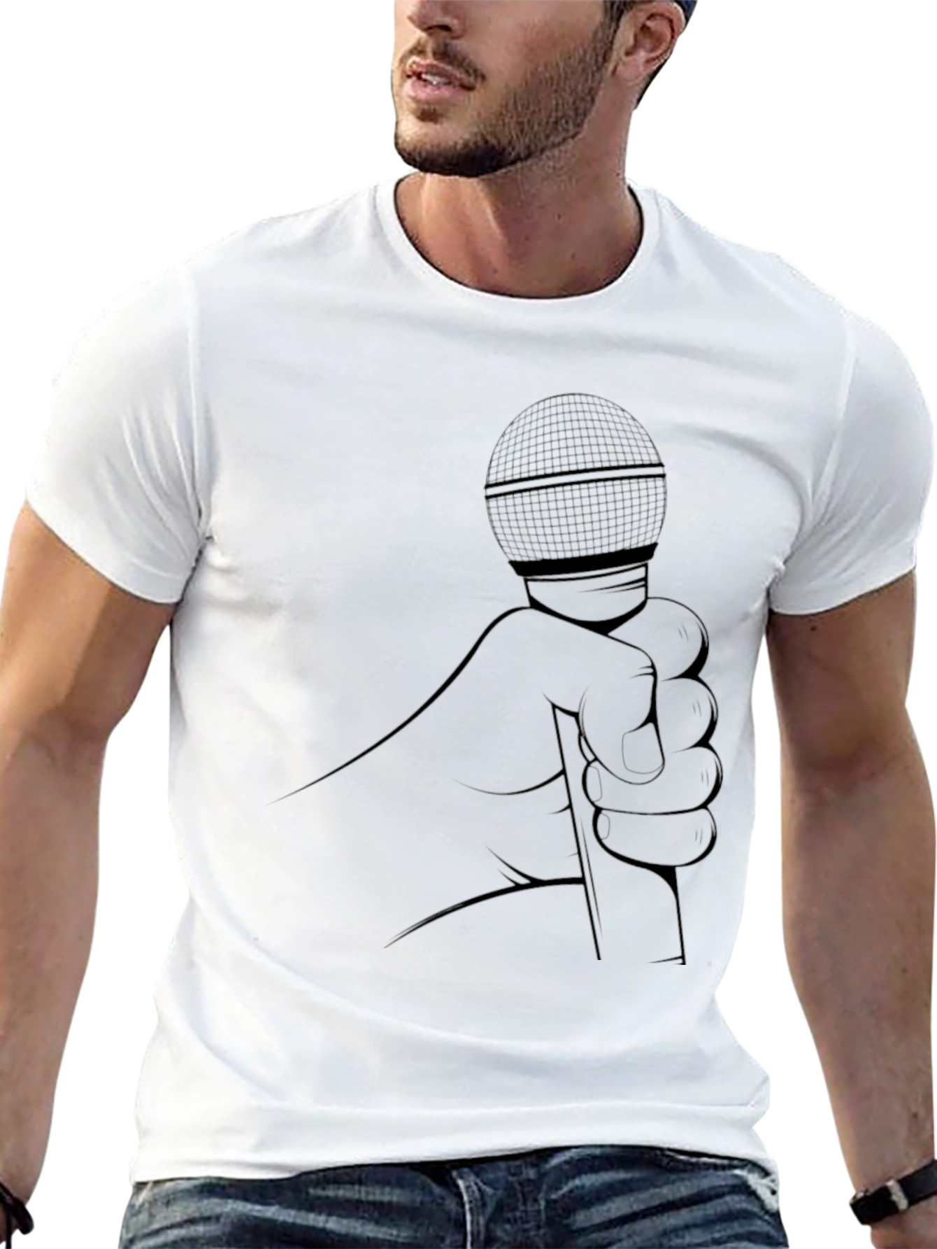 Karaoke King Black T-Shirt - Microphone Graphic