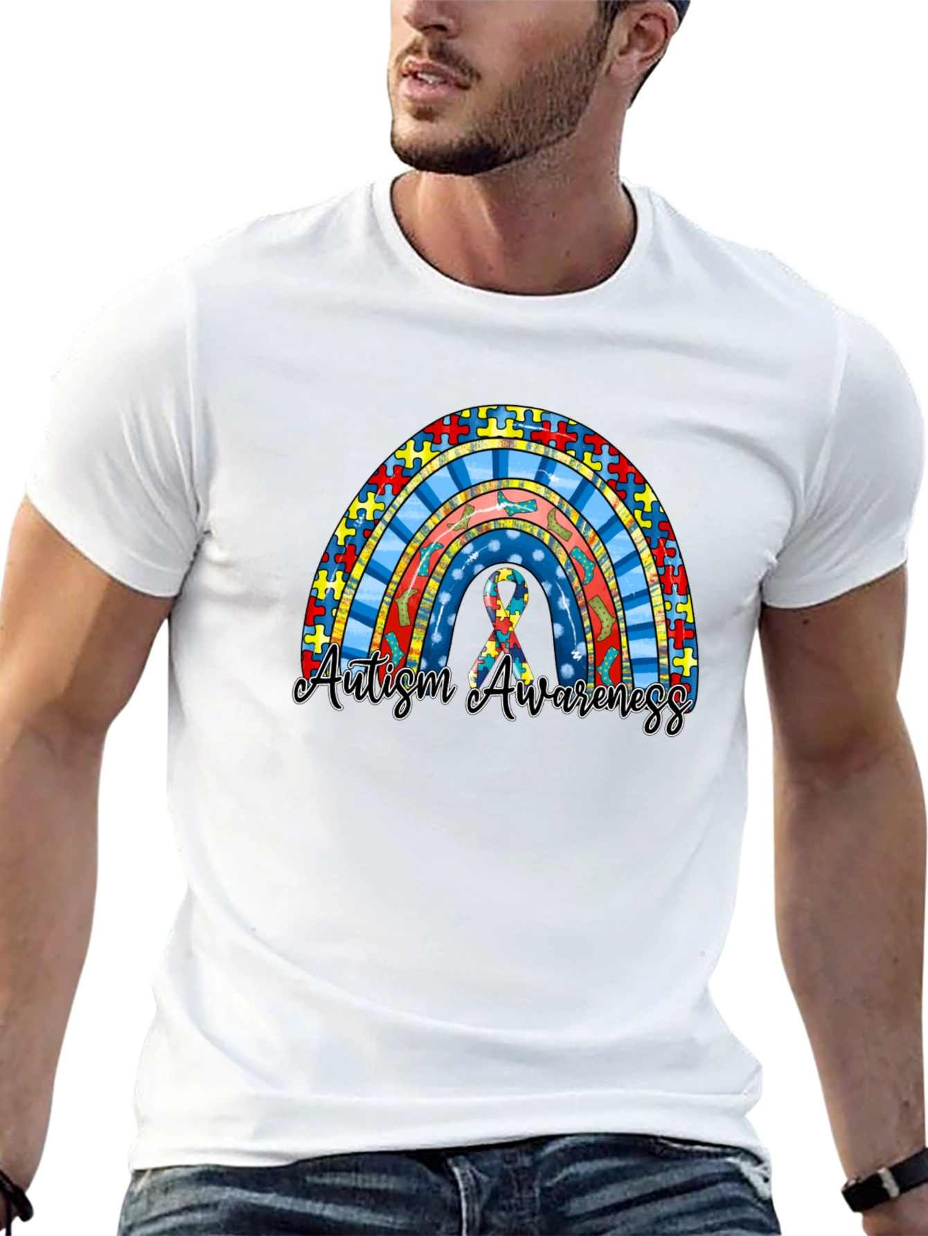 Autism Awareness Rainbow Graphic Tee