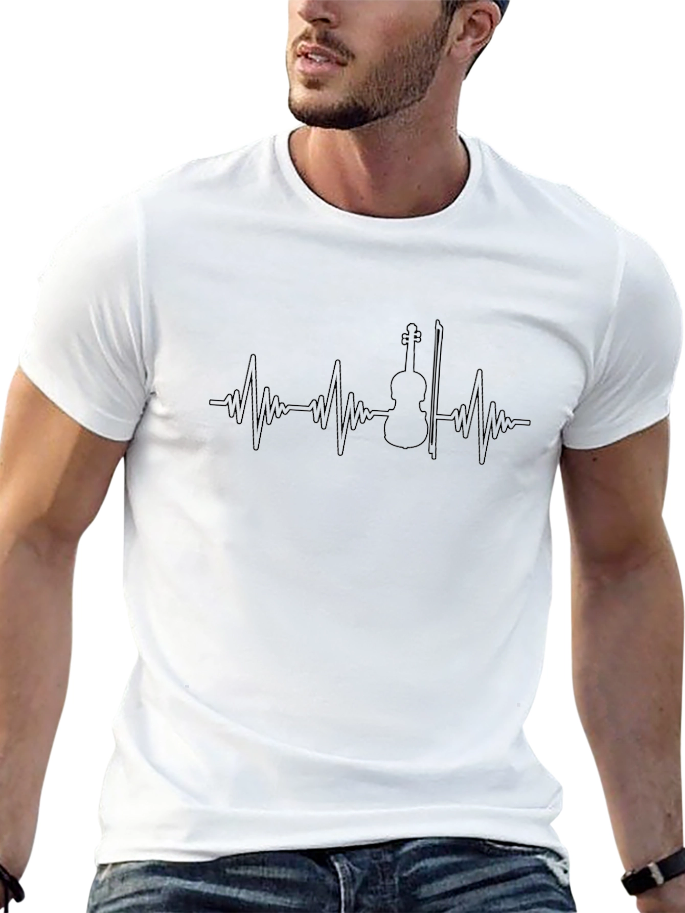 Violin Heartbeat T-Shirt - Musical Pulse Tee
