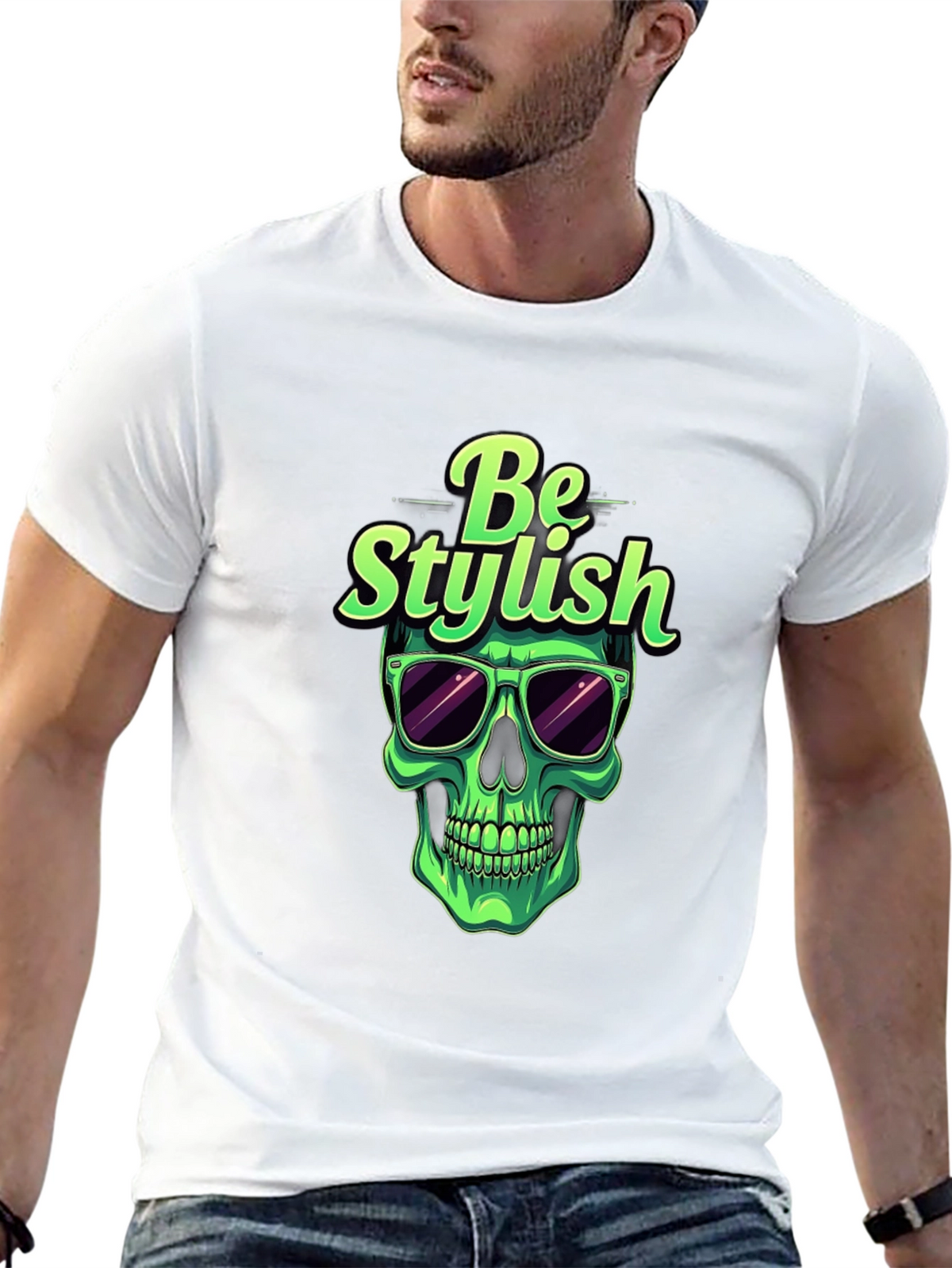 Stylish Skull Graphic Tee - Mens Black T-Shirt