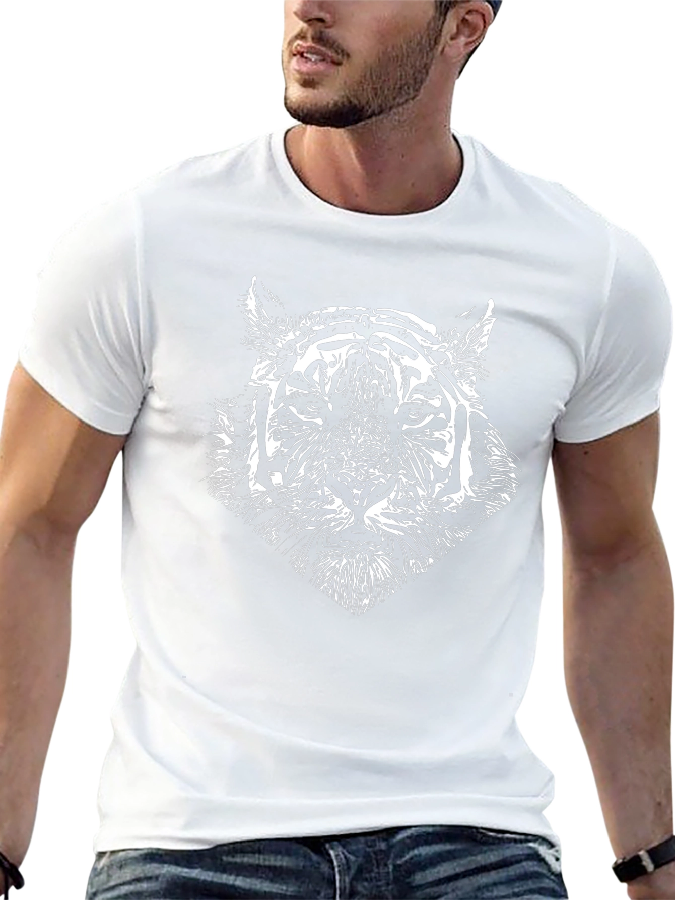 Tiger Graphic Tee - Black Cotton T-Shirt