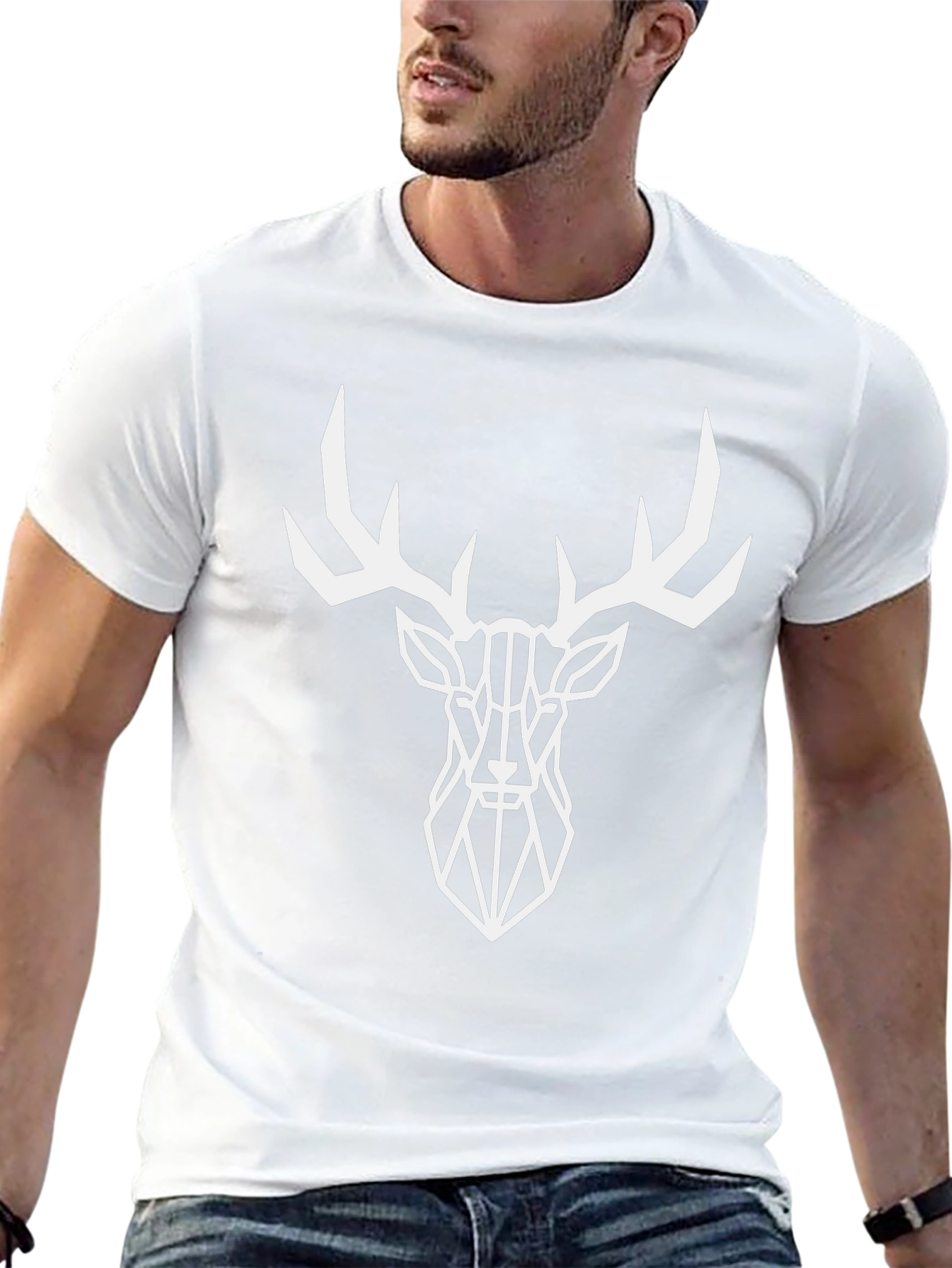 Geometric Deer Graphic Tee - Modern Style