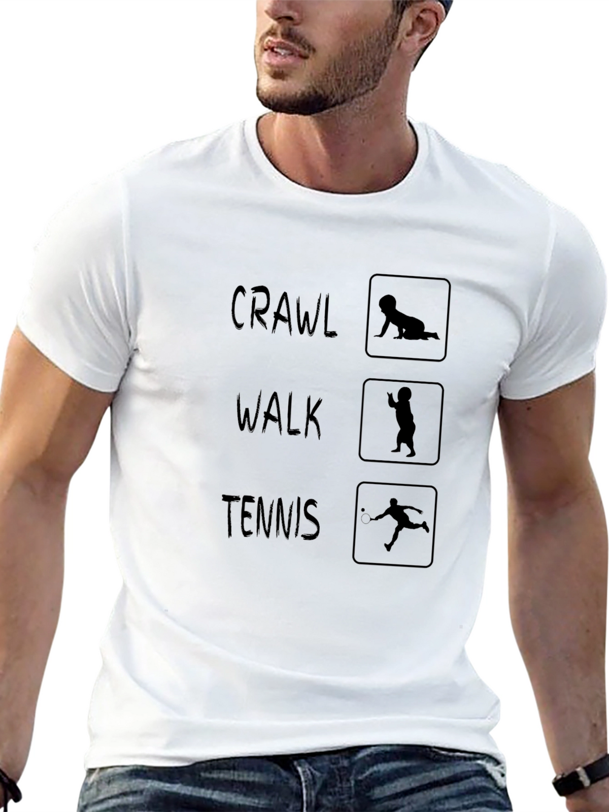 Crawl Walk Tennis Black Graphic Tee