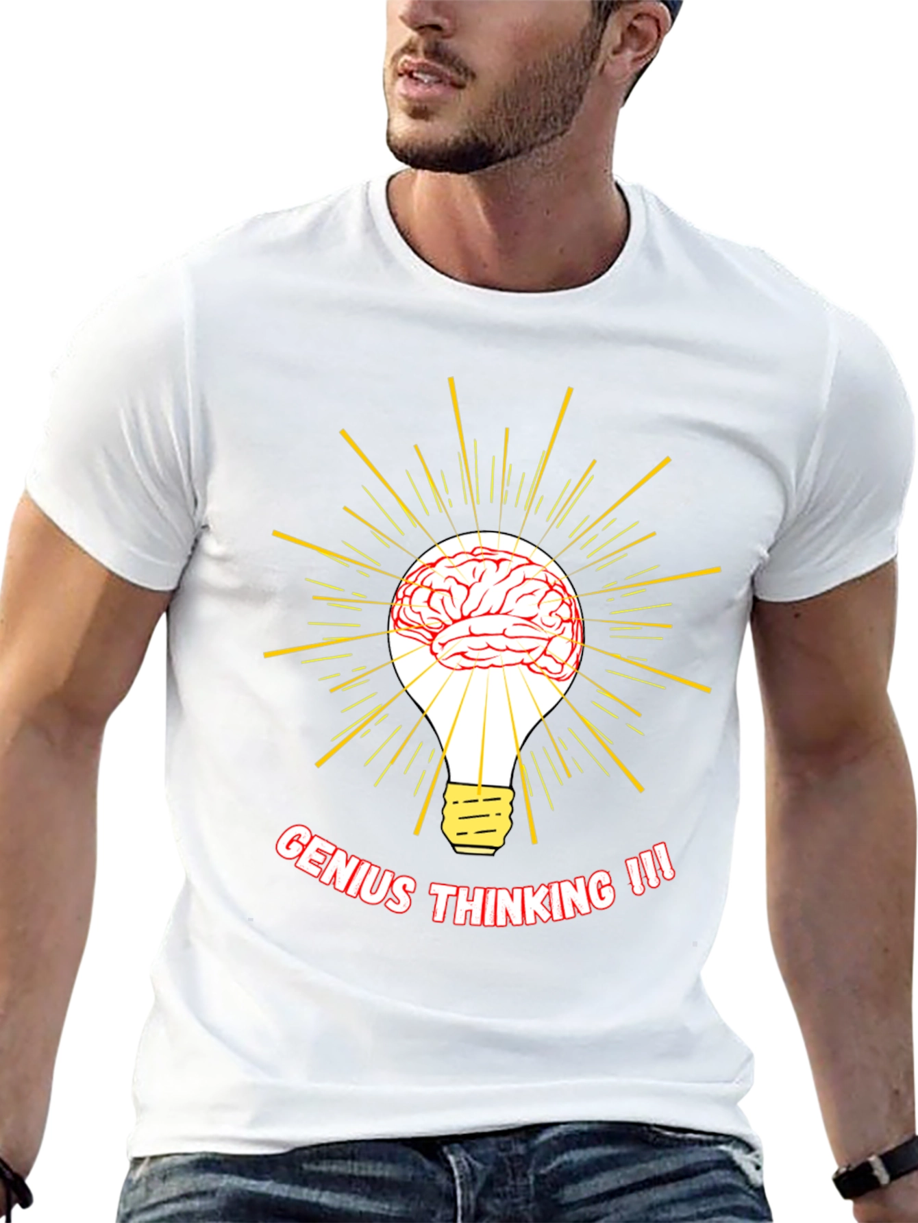 Genius Thinking T-Shirt - Brain Lightbulb Tee